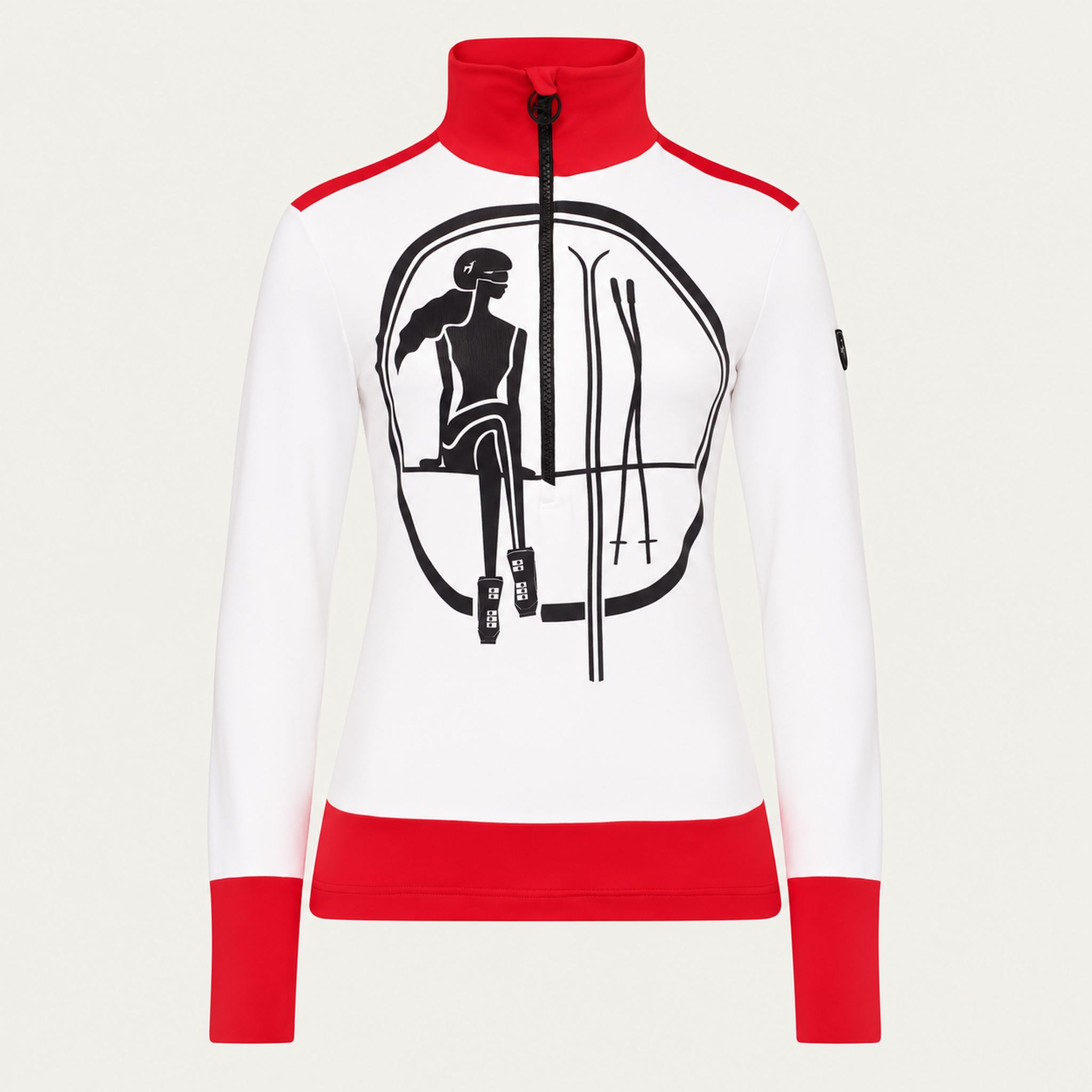 Toni Sailer womens Marylou Half Zip in White/Red – front