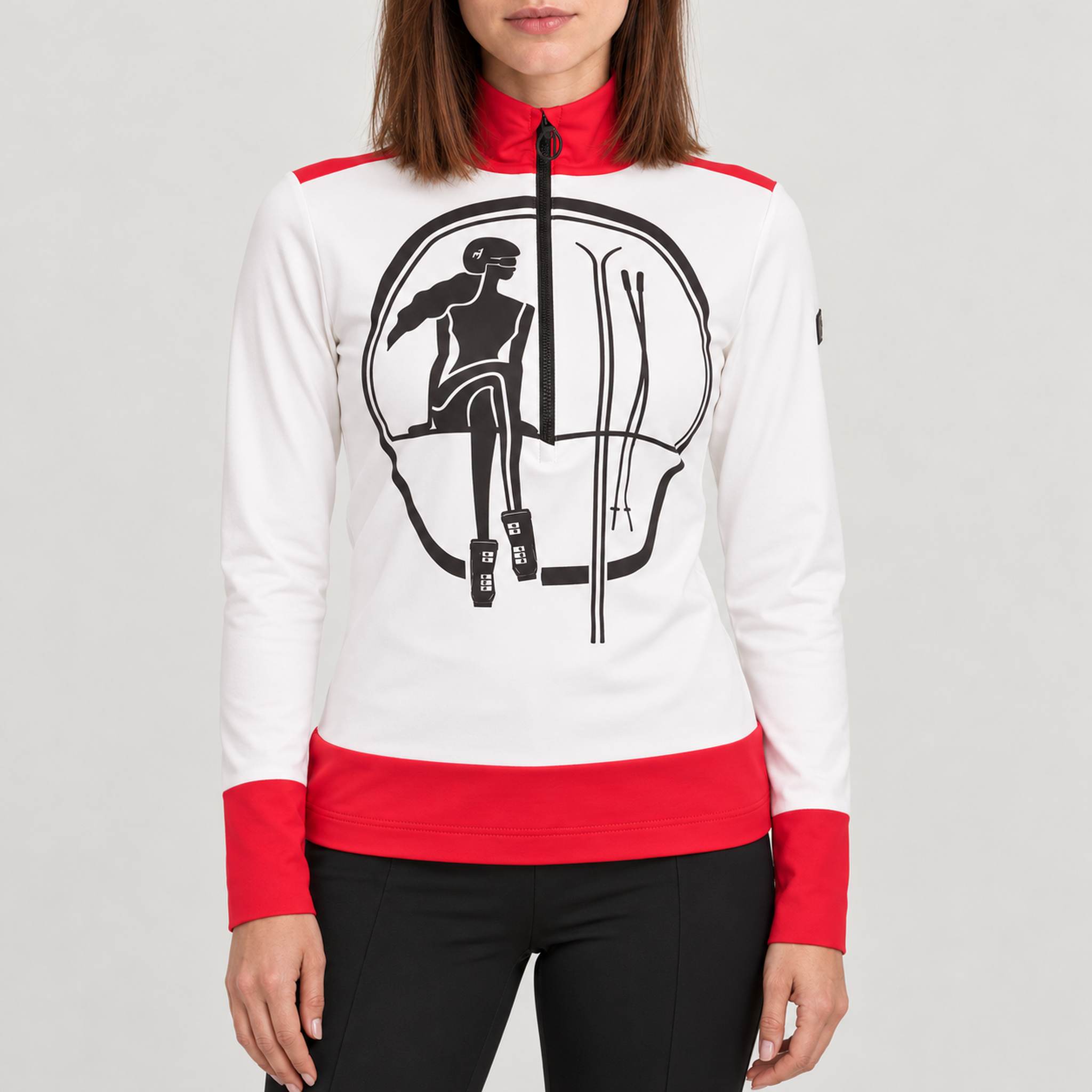 Toni Sailer womens Marylou Half Zip in White/Red – model front