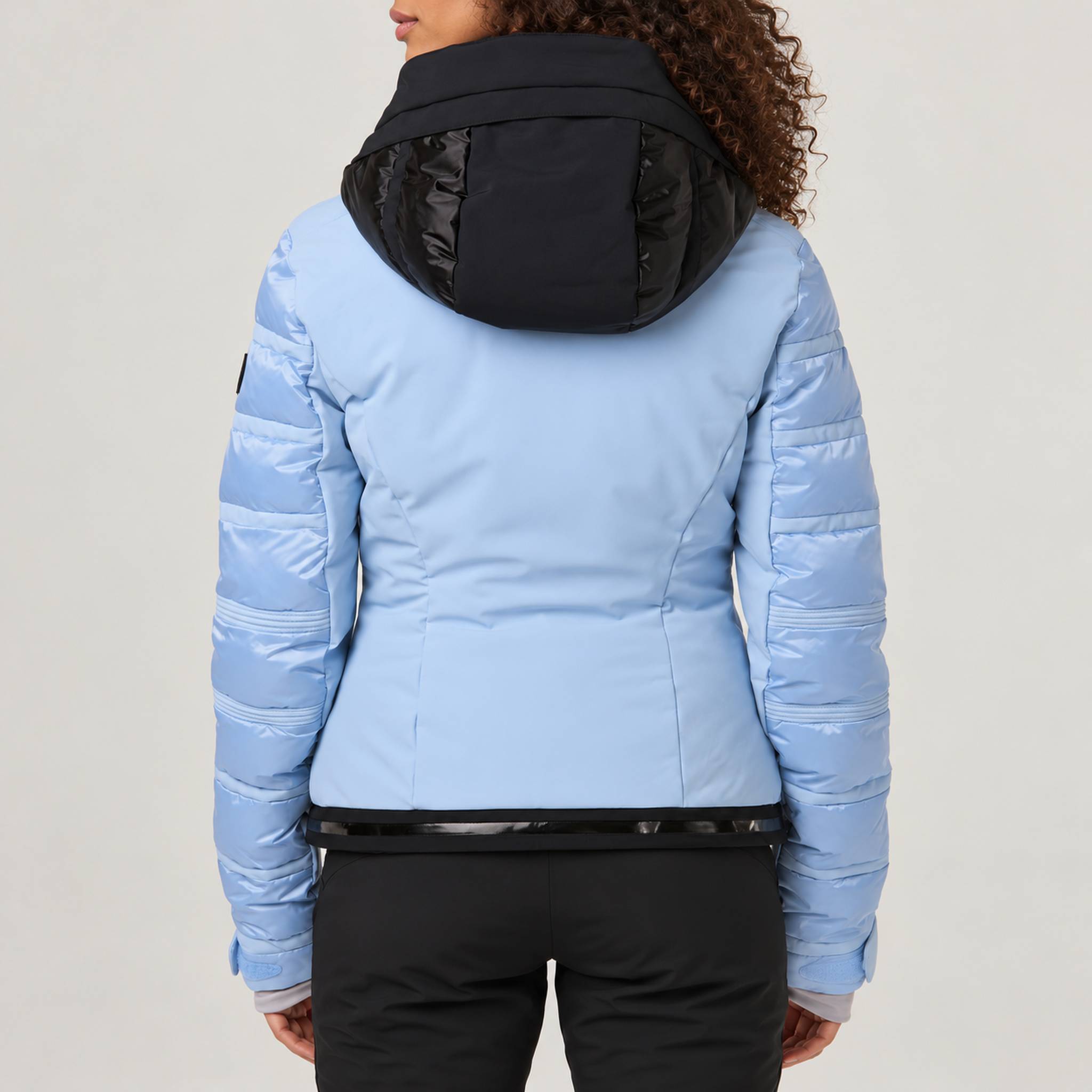 Toni Sailer Swinta Splendid Ski Jacket in Let It Snow Blue — approved female model 04 — model-back