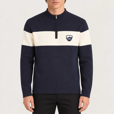 Holmenkollen Zipup Sweater in Navy blue — 03 model front