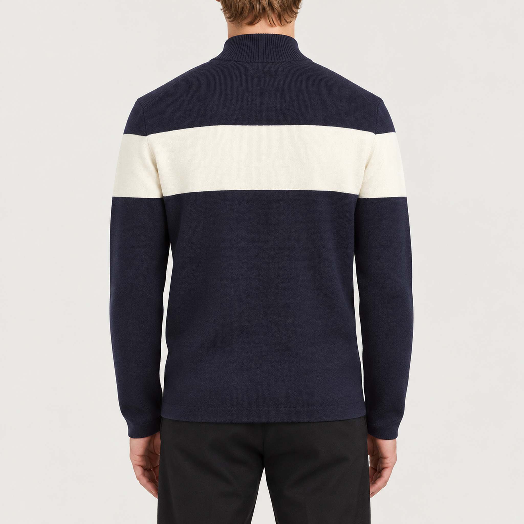 Holmenkollen Zipup Sweater in Navy blue — 04 model back