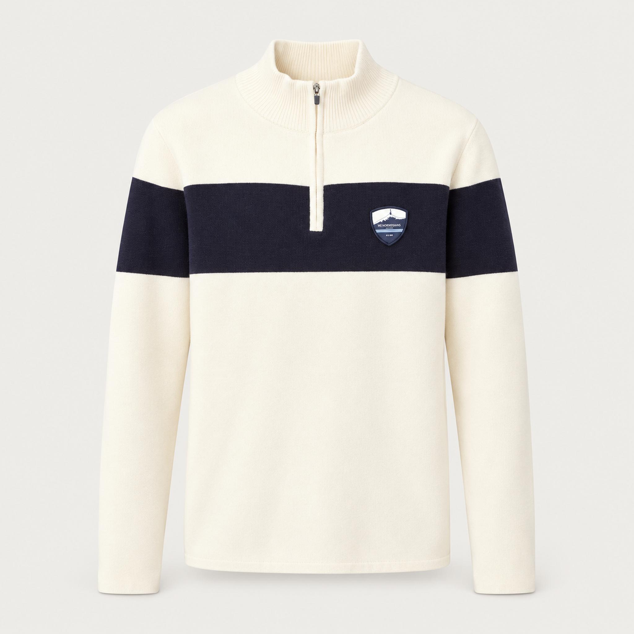Holmenkollen Zipup Sweater in Off White — 01 front