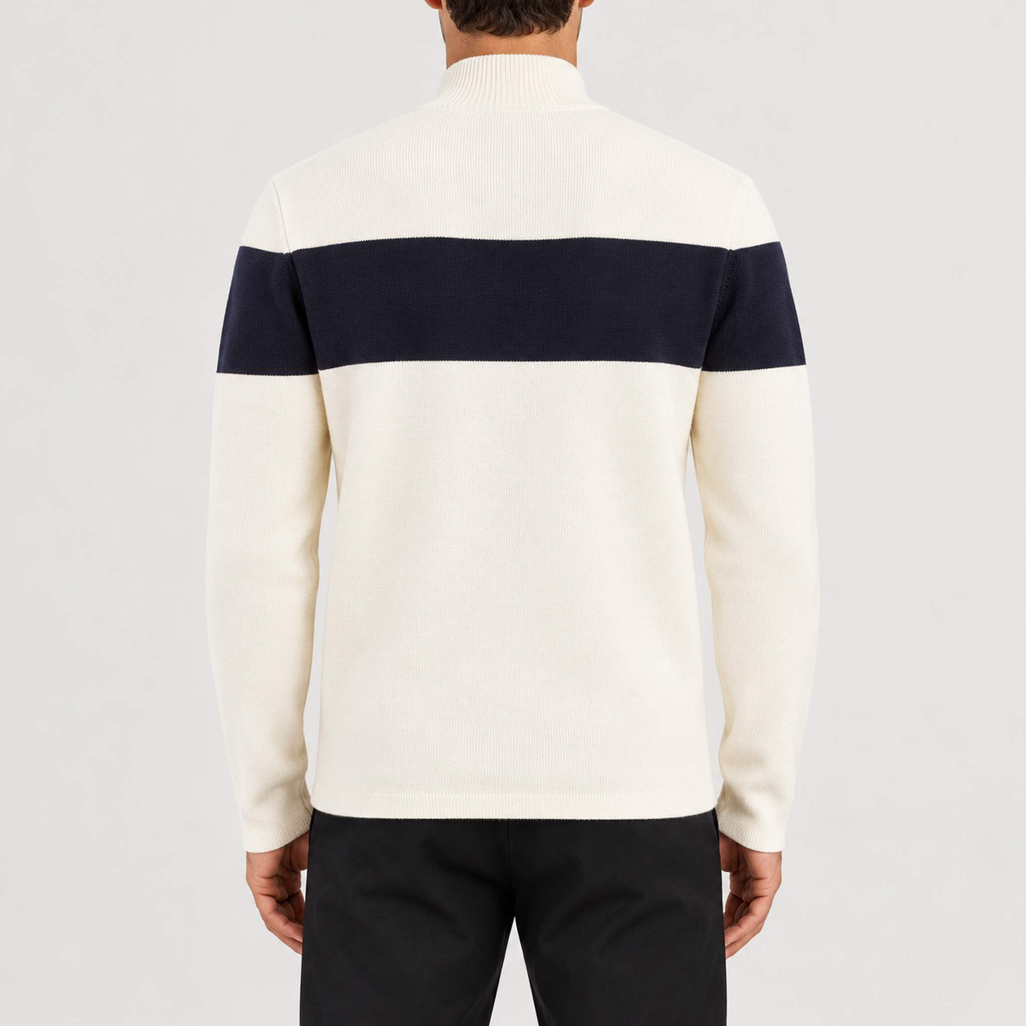 Holmenkollen Zipup Sweater in Off White — 04 model back