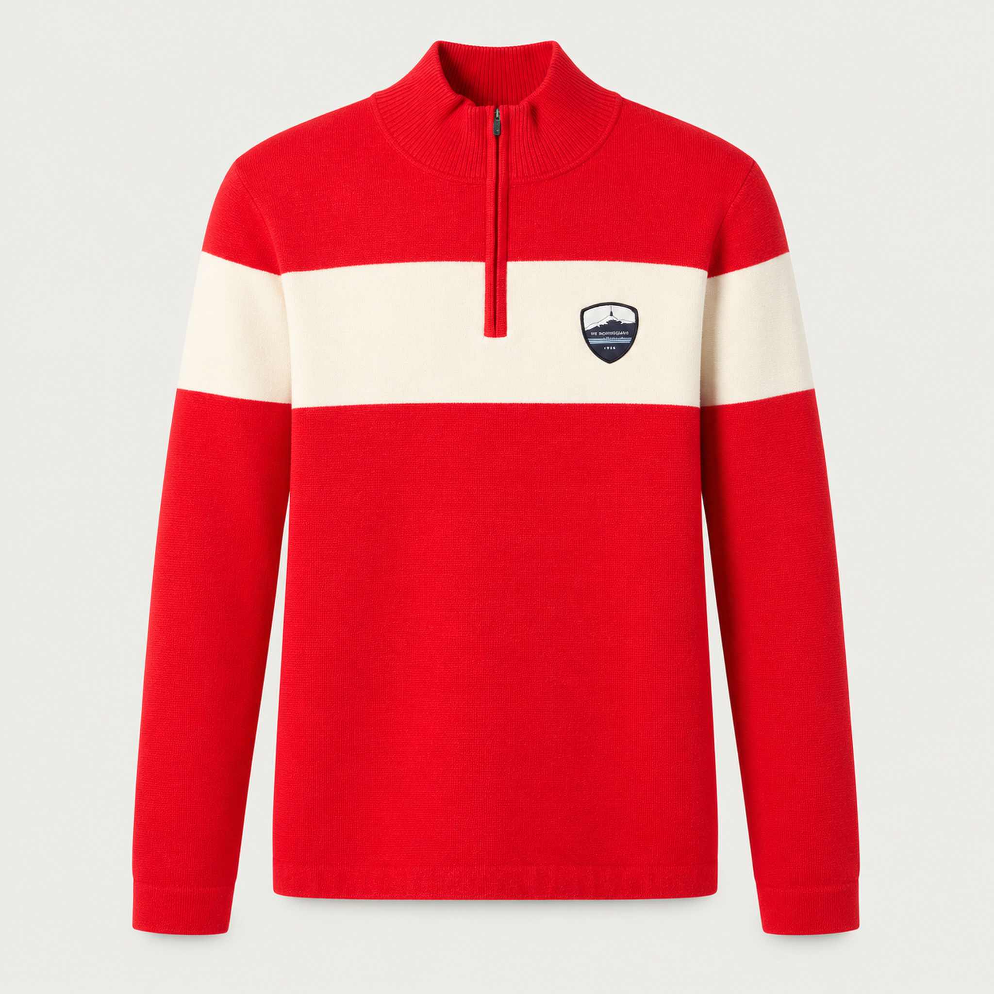 Holmenkollen Zipup Sweater in Red — 01 front