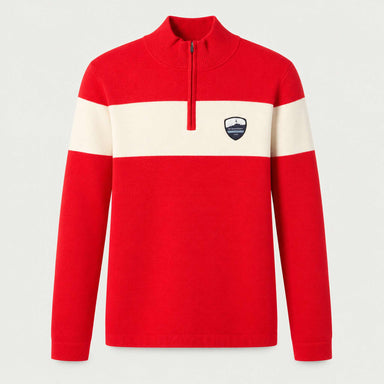 Holmenkollen Zipup Sweater in Red — 01 front
