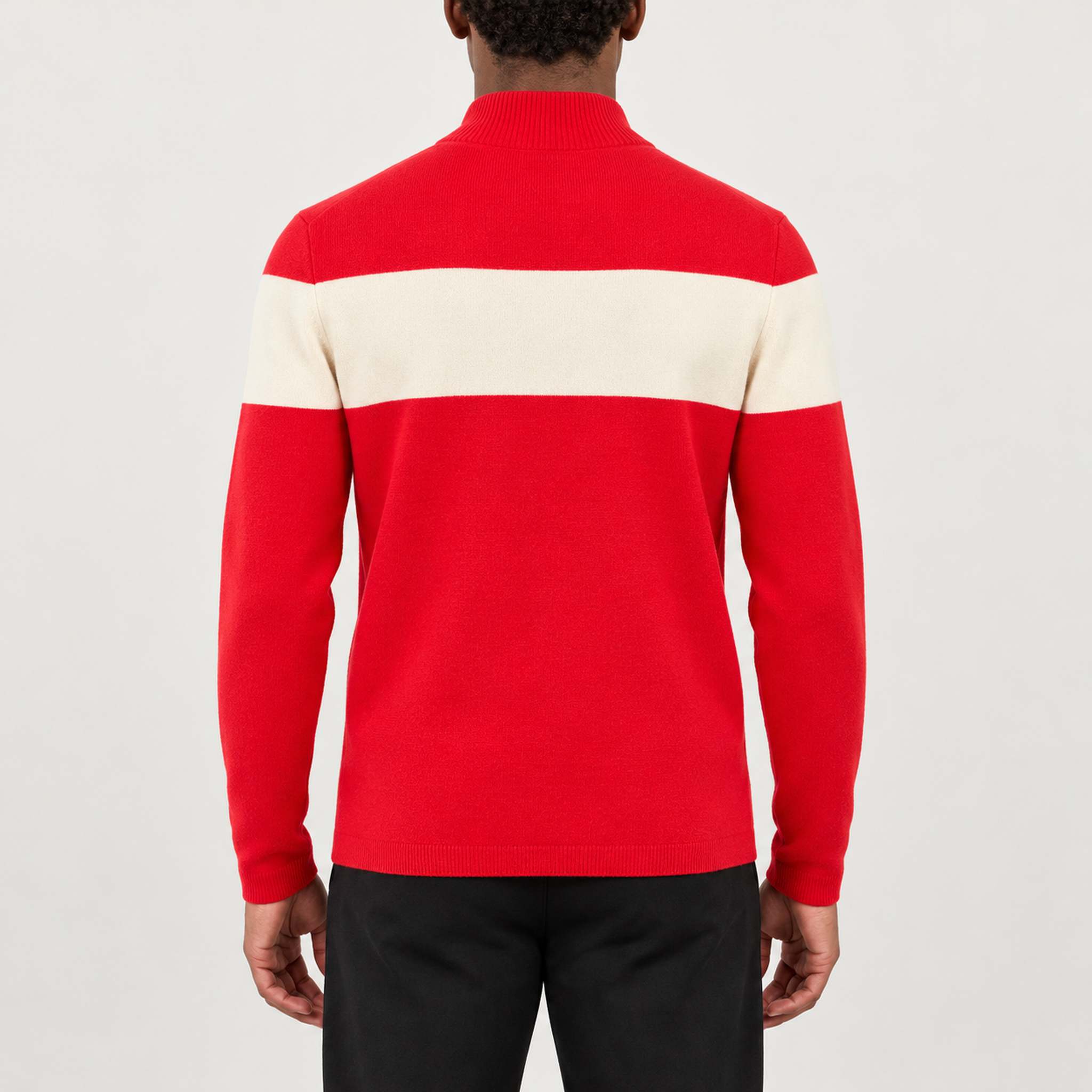 Holmenkollen Zipup Sweater in Red — 04 model back