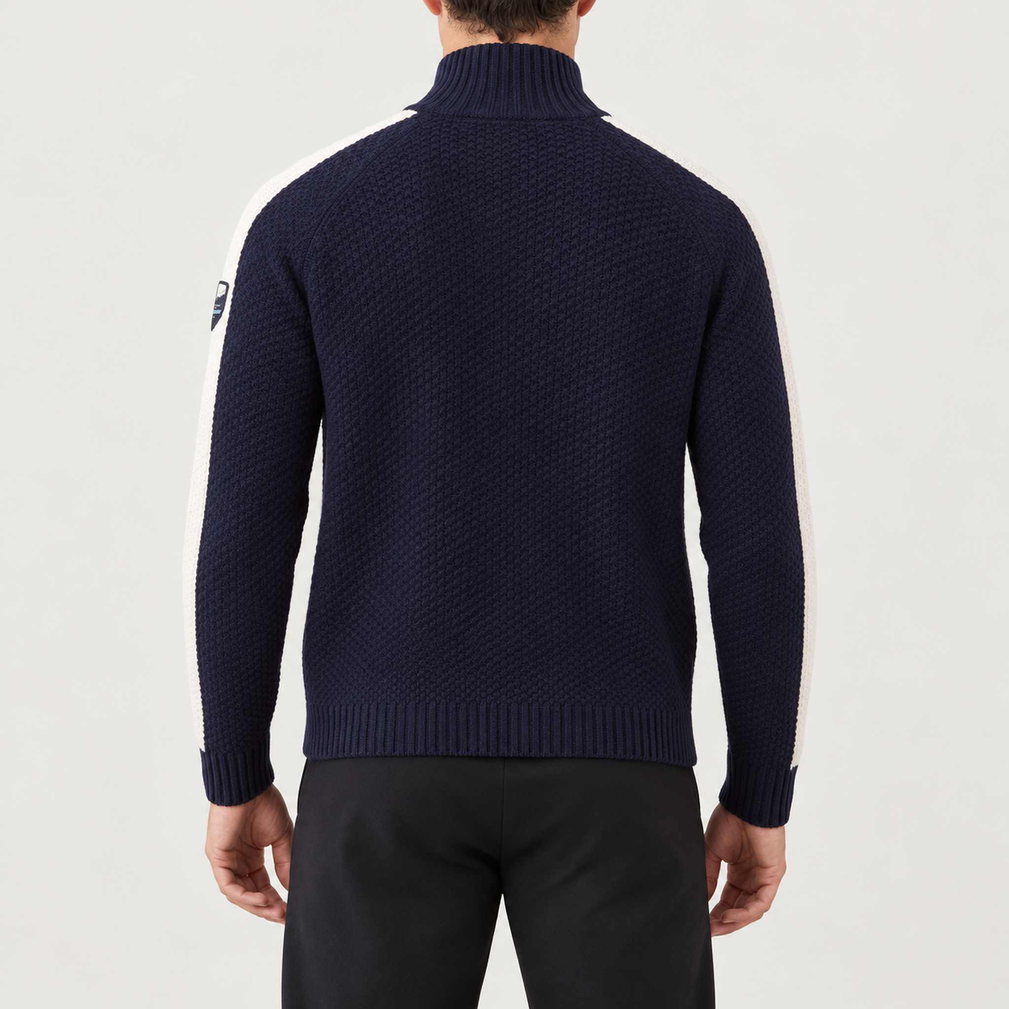 Kikut Zipup Sweater in Navy blue — 04 model back