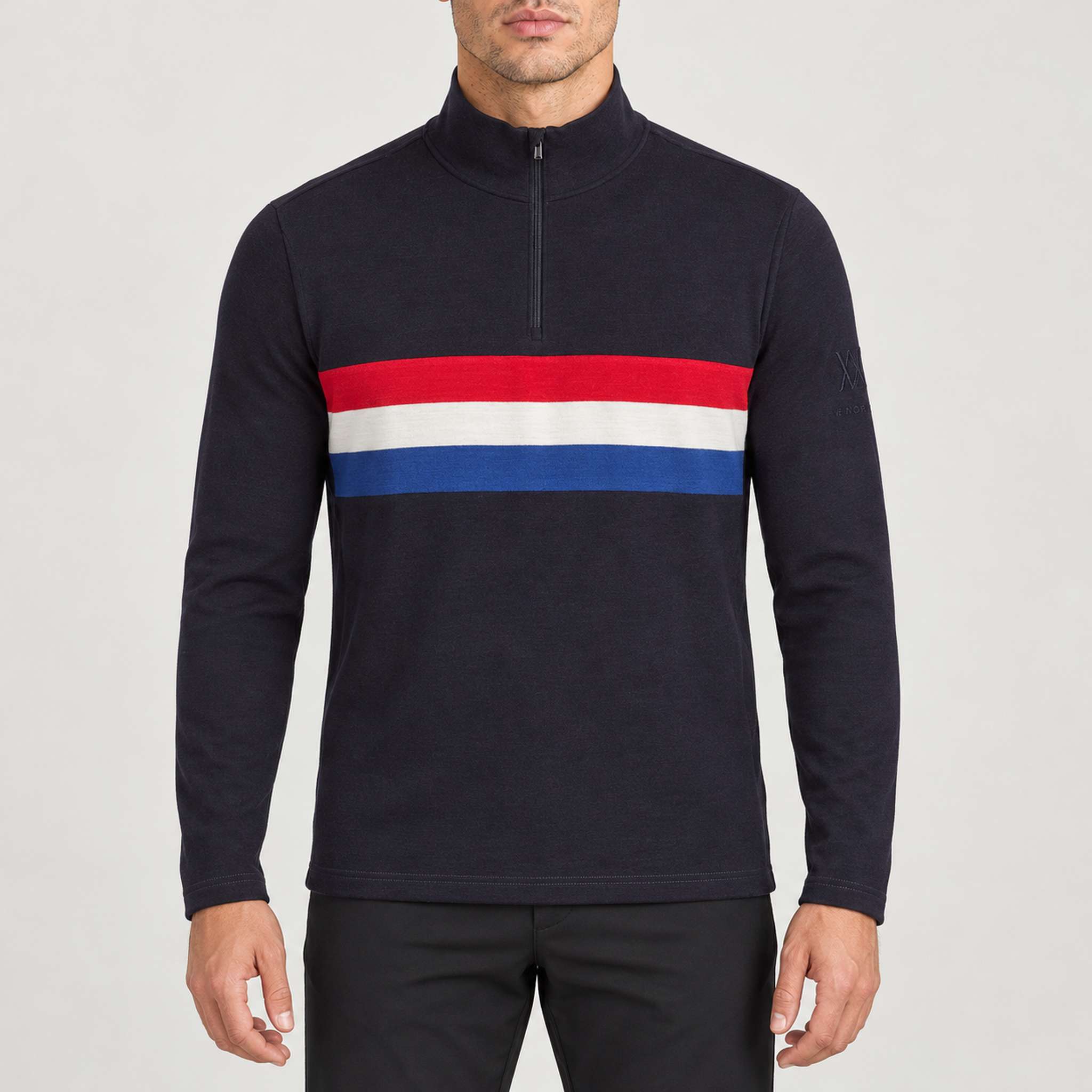 Ski Zipup Sweater in Flag — 03 model front
