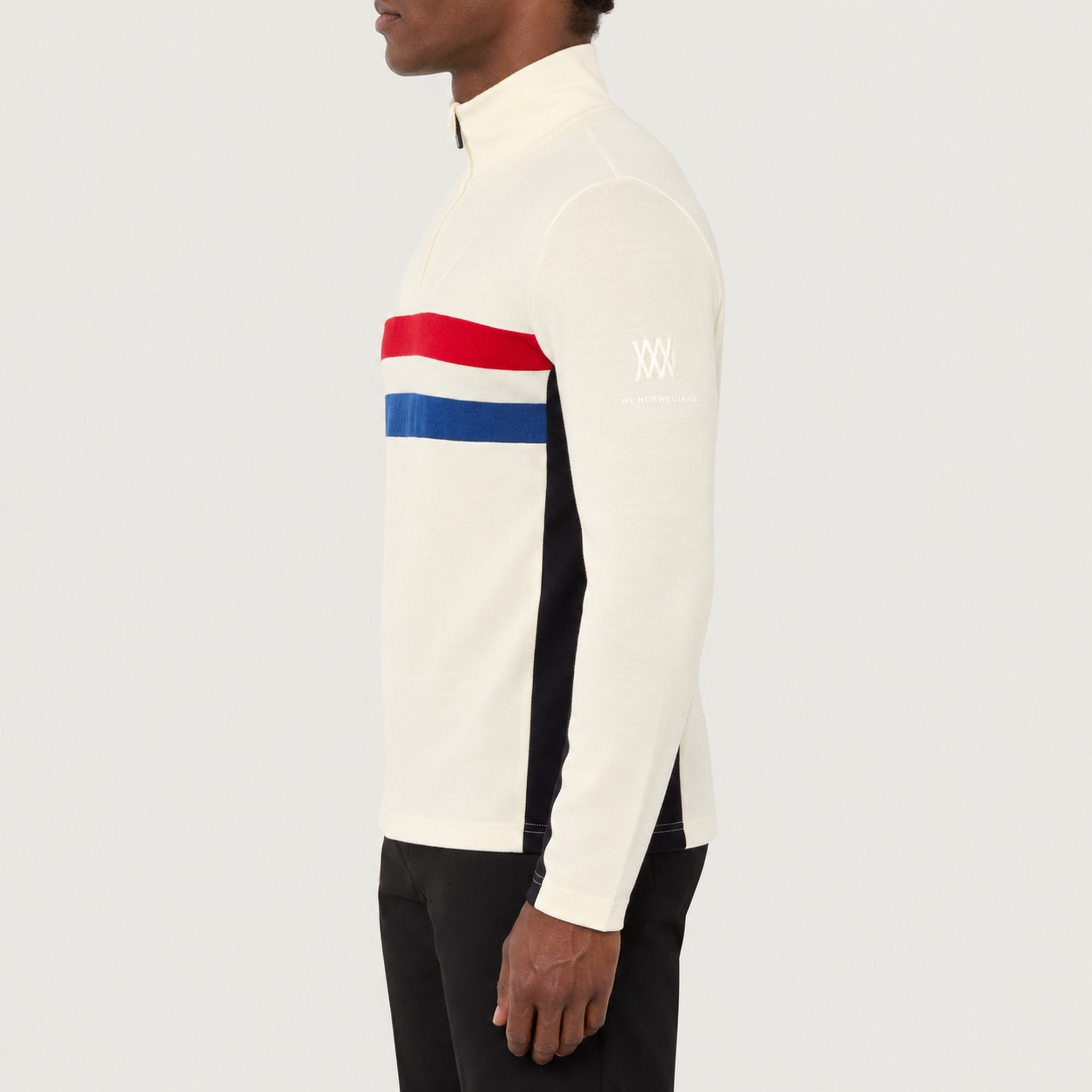 Ski Zipup Sweater in Off White — 05 model side