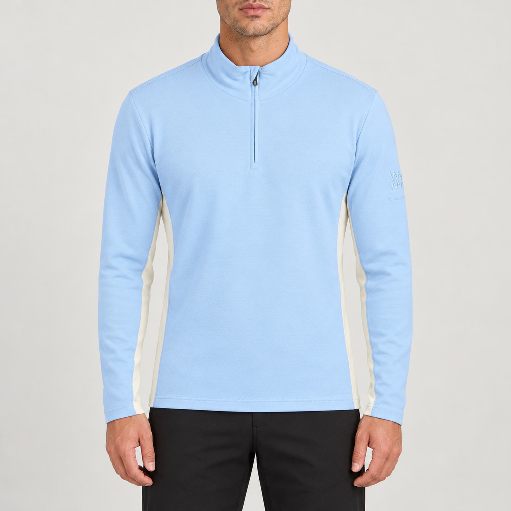 Voss Zipup Sweater in Light blue — 03 model front