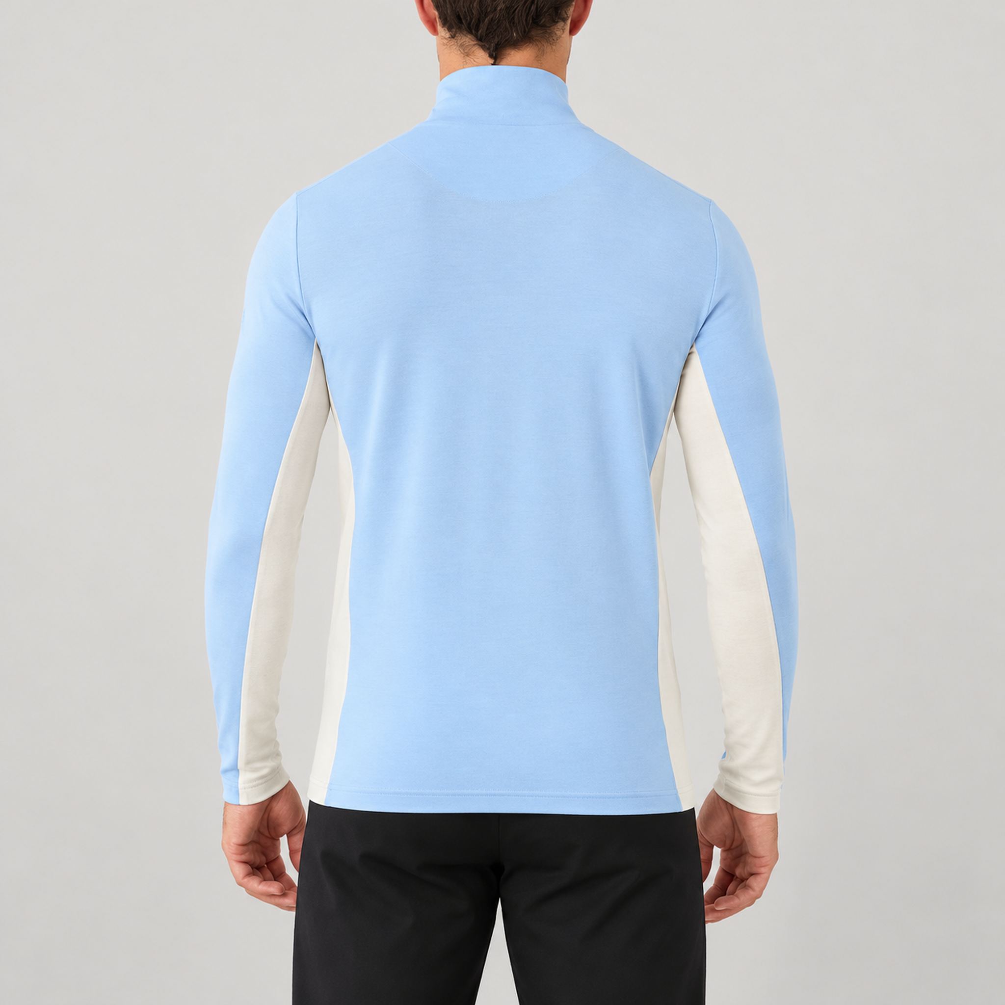 Voss Zipup Sweater in Light blue — 04 model back