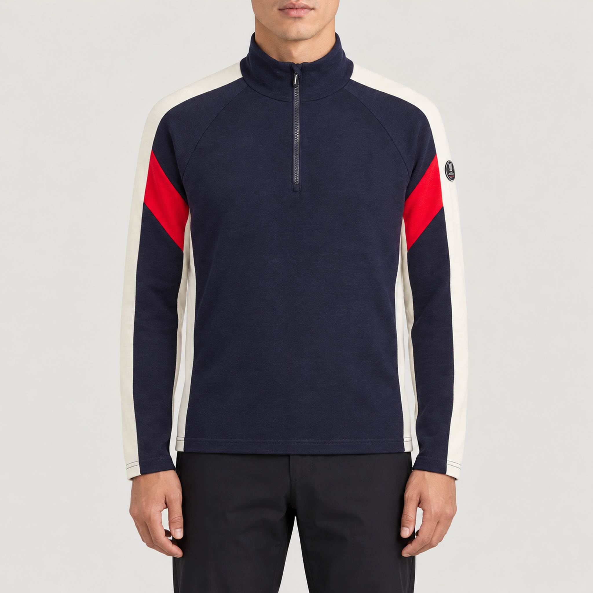 Zermatt Zipup Sweater in Flag — 03 model front