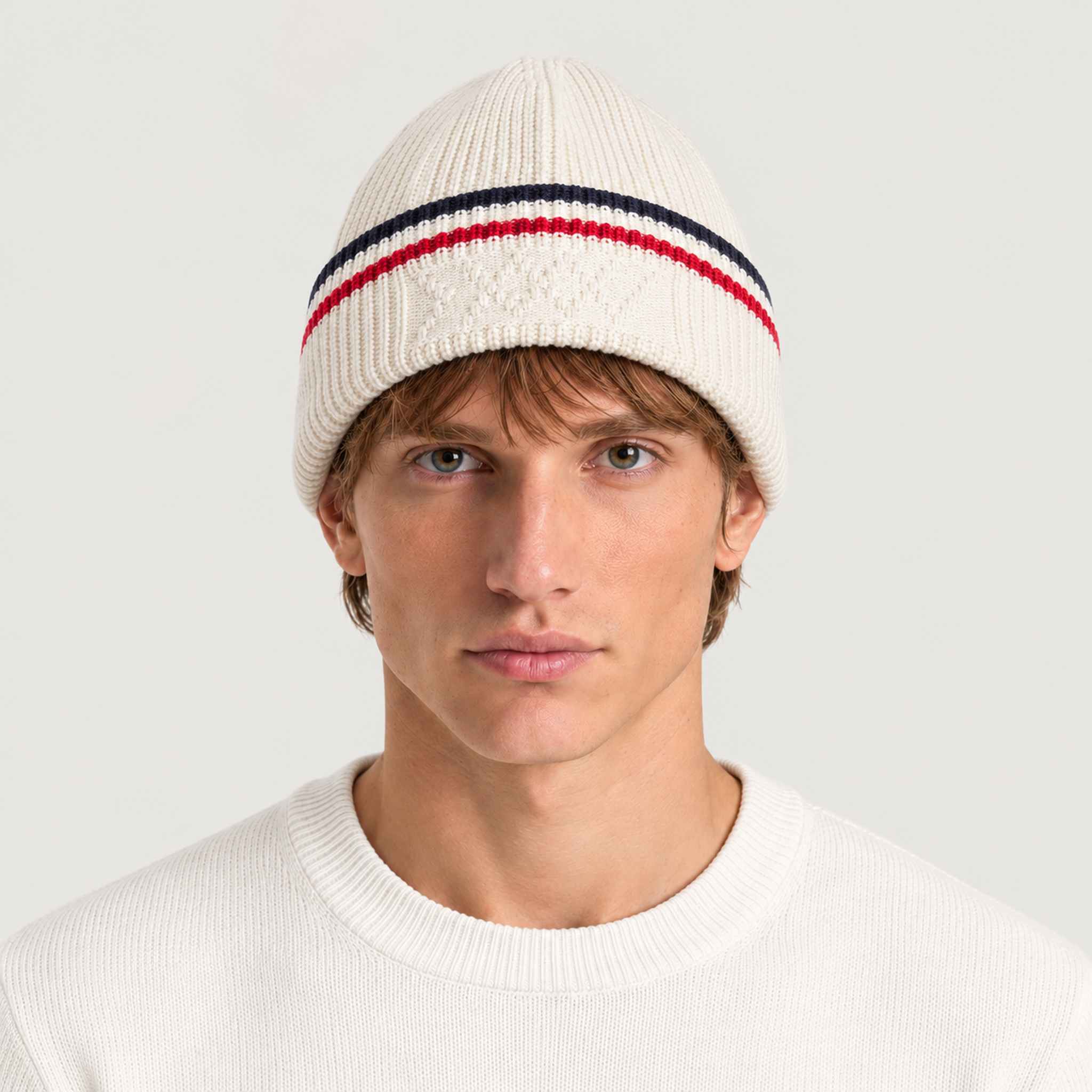 Fjell Beanie in Off White — 03 mens front