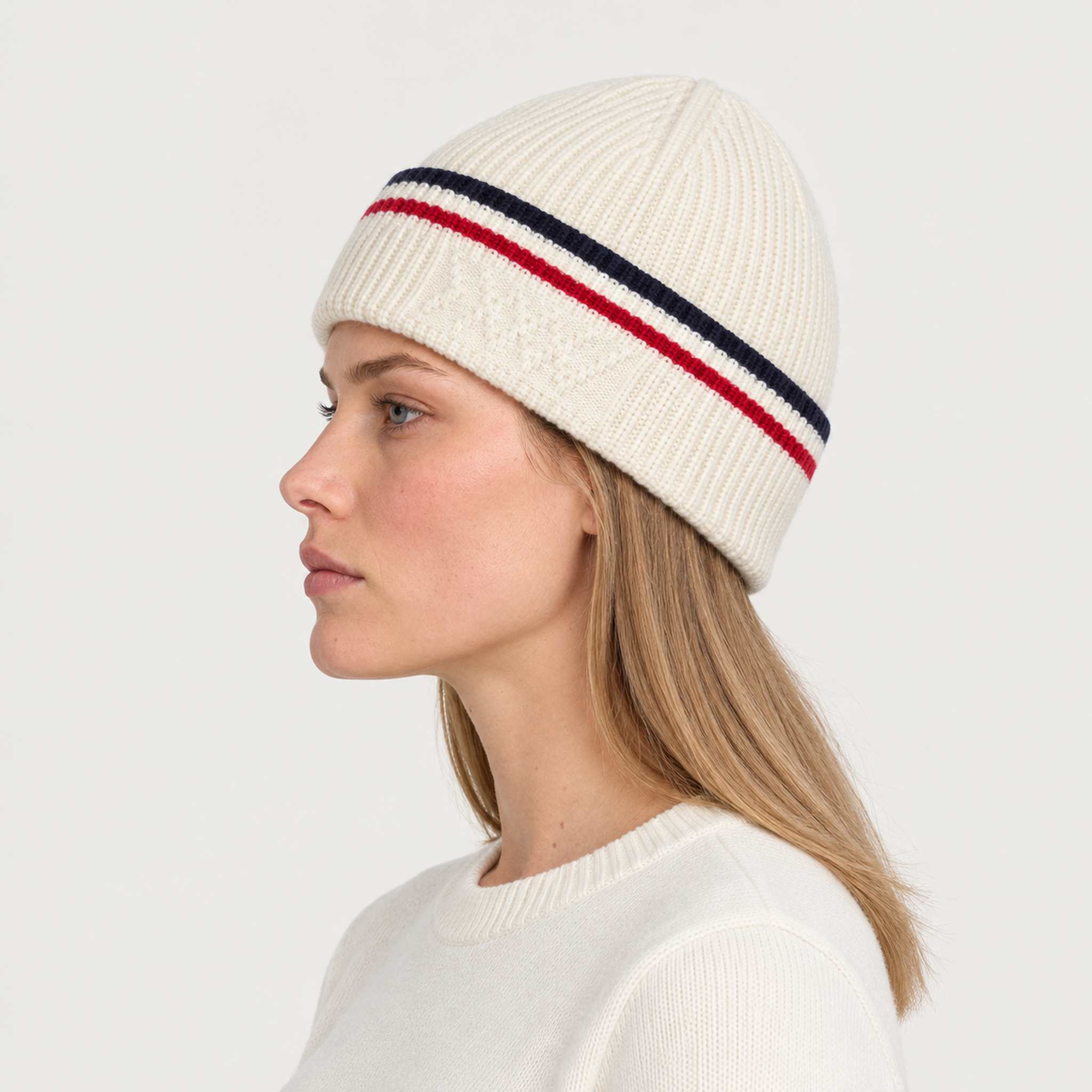 Fjell Beanie in Off White — 08 womens side