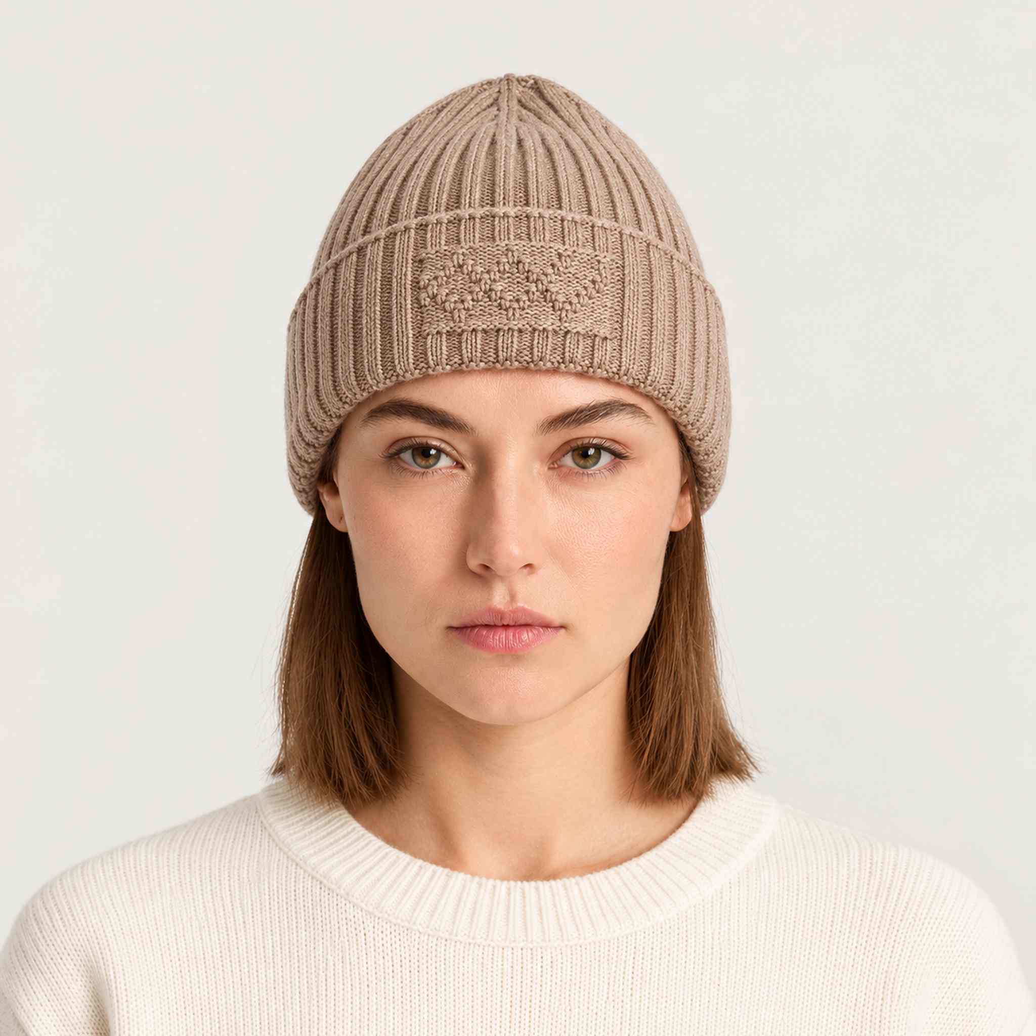 Geilo Beanie in Beige — 06 womens front