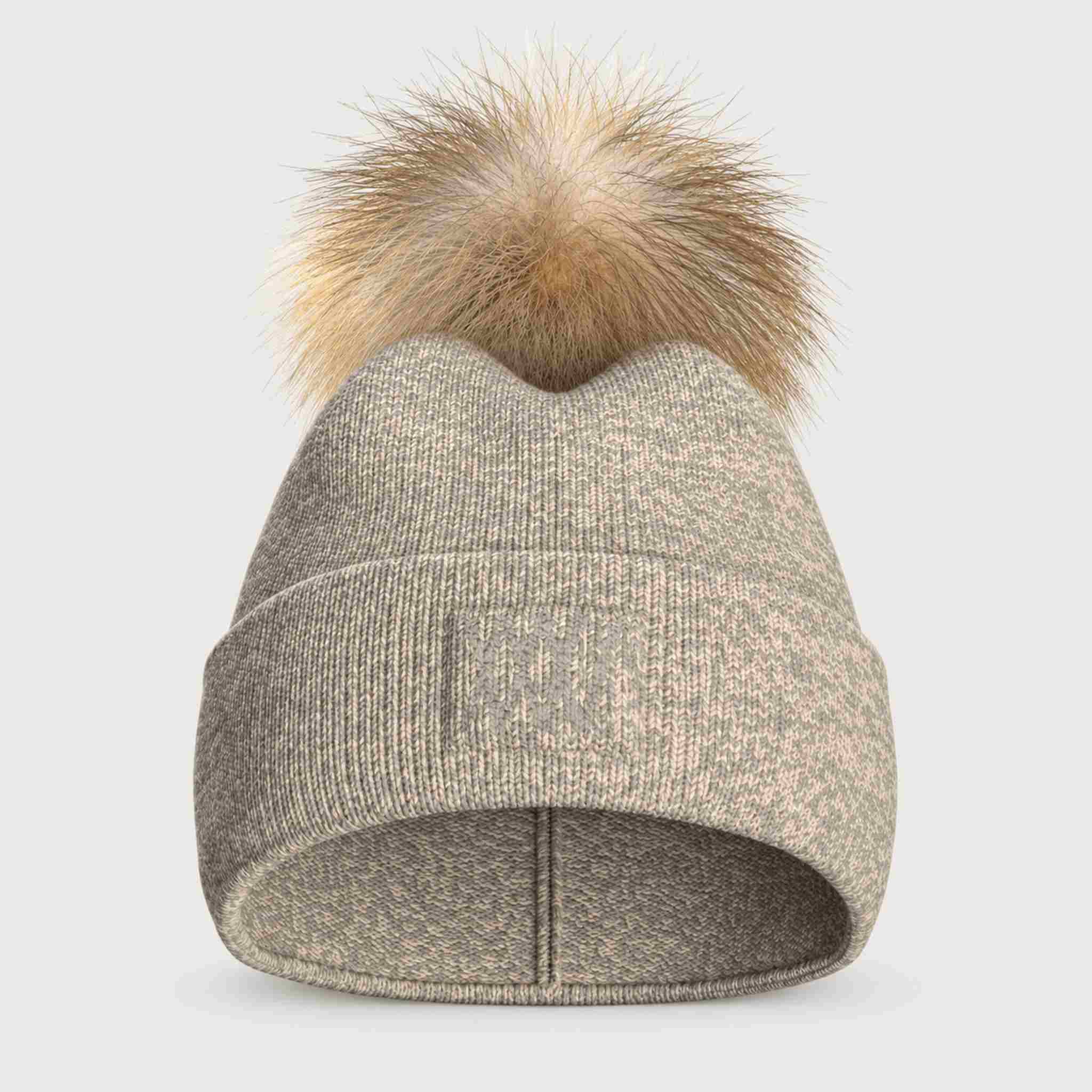 Geilo Pompom Beanie in Beige — 01 front