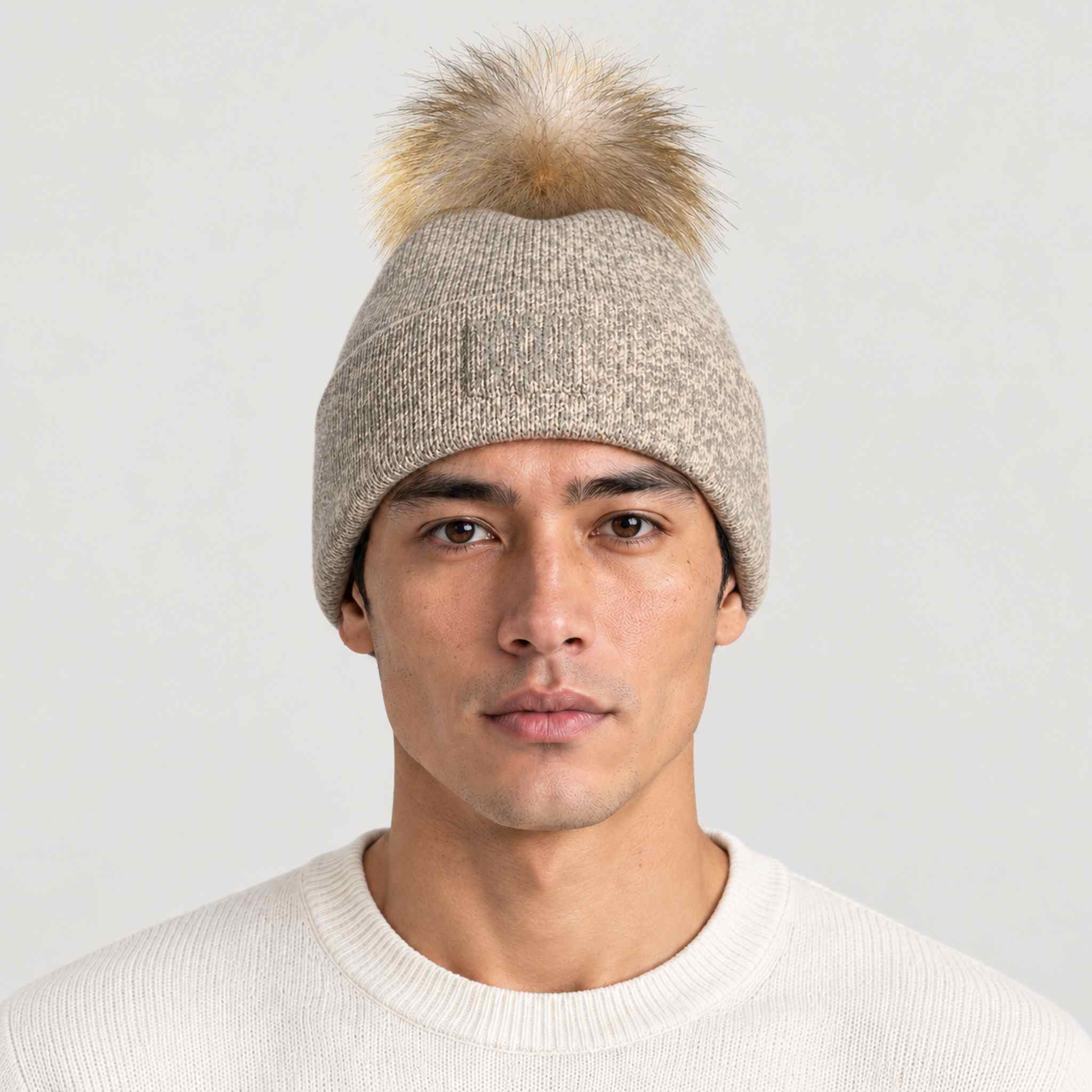 Geilo Pompom Beanie in Beige — 03 mens front