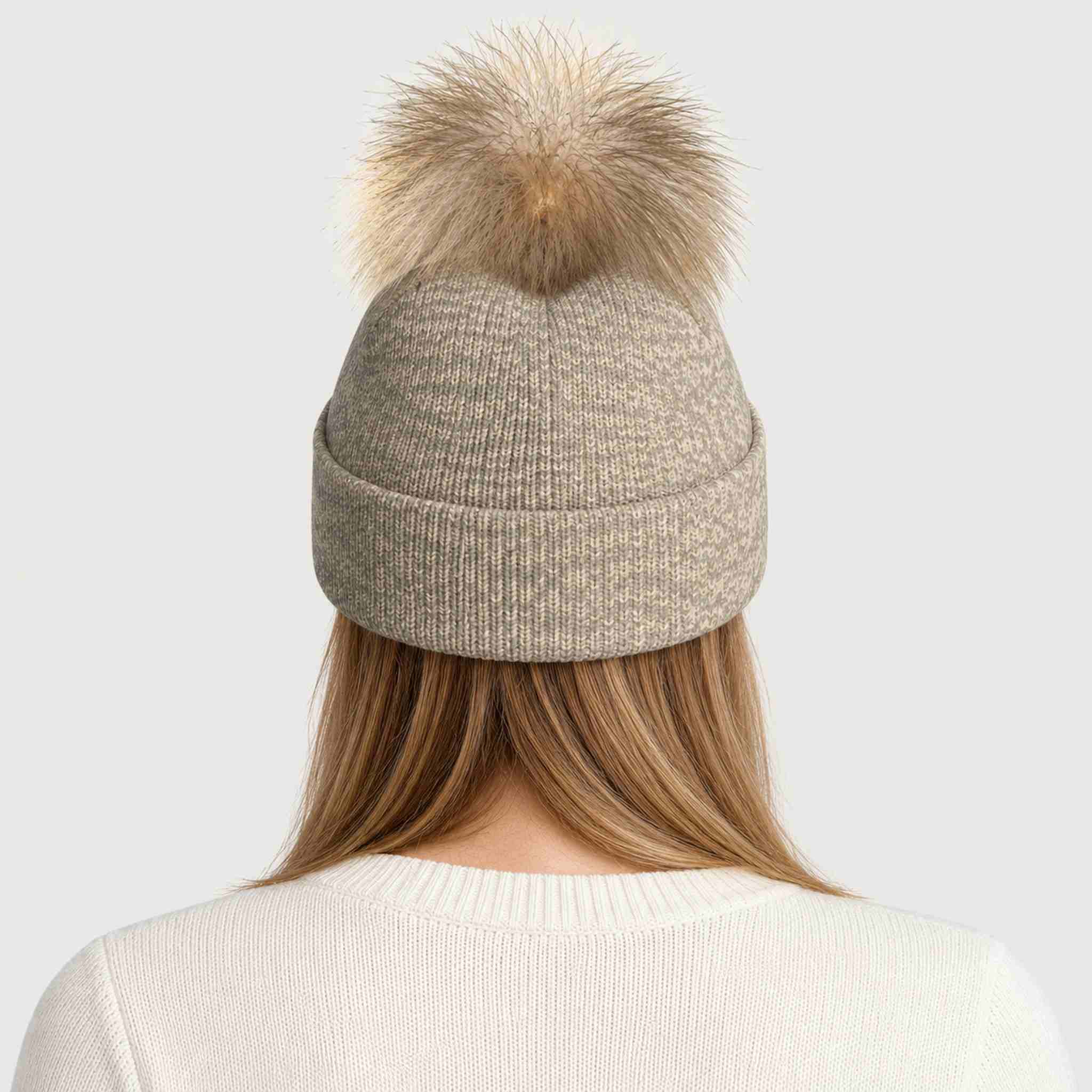 Geilo Pompom Beanie in Beige — 07 womens back
