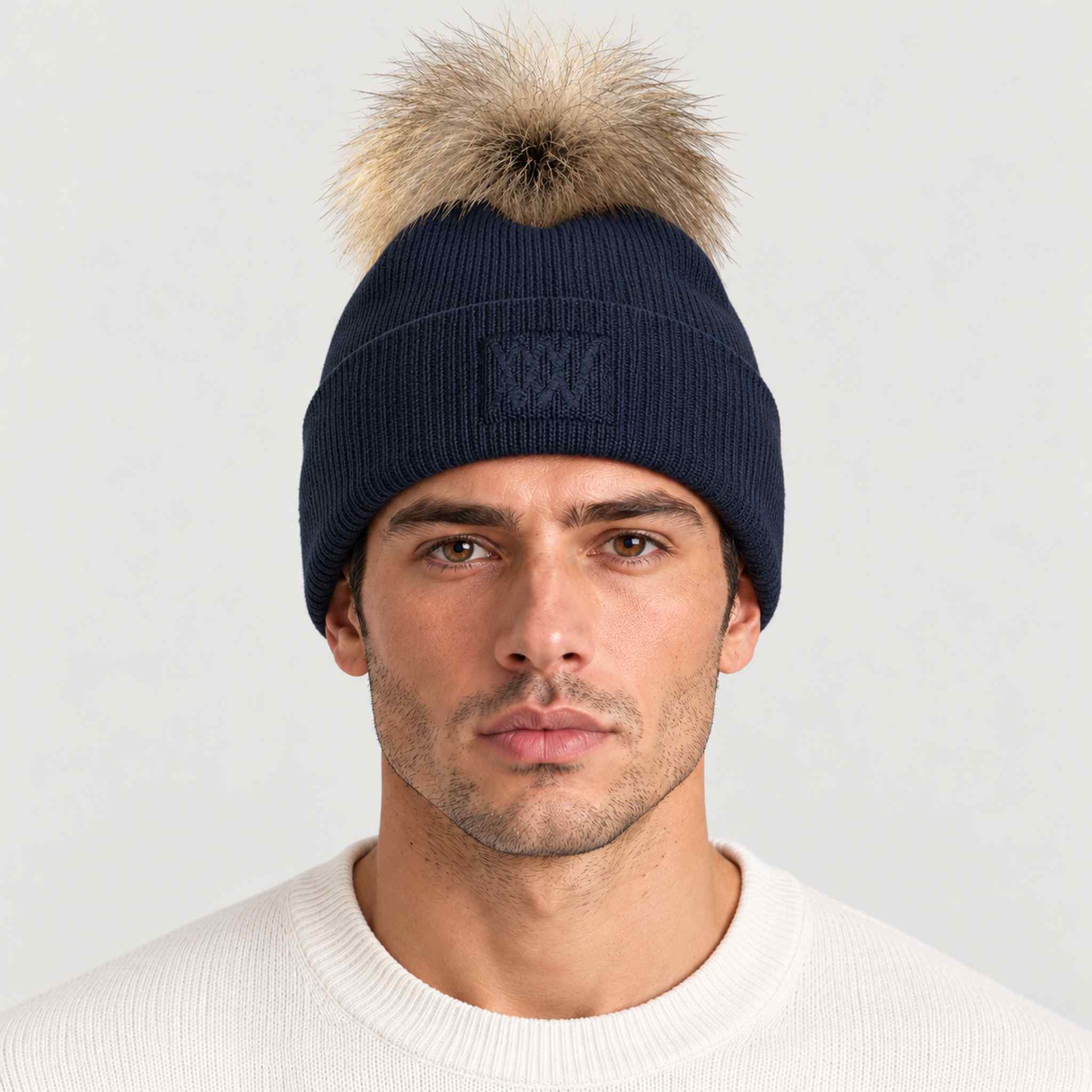 Geilo Pompom Beanie in Navy blue — 03 mens front