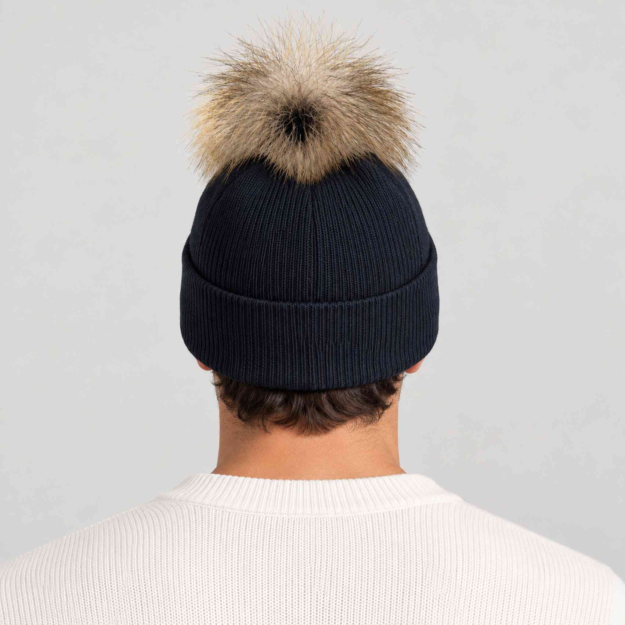 Geilo Pompom Beanie in Navy blue — 04 mens back