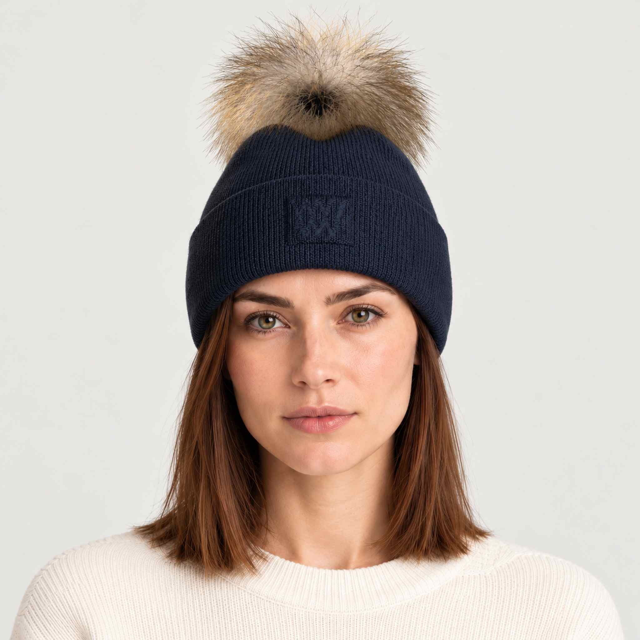 Geilo Pompom Beanie in Navy blue — 06 womens front