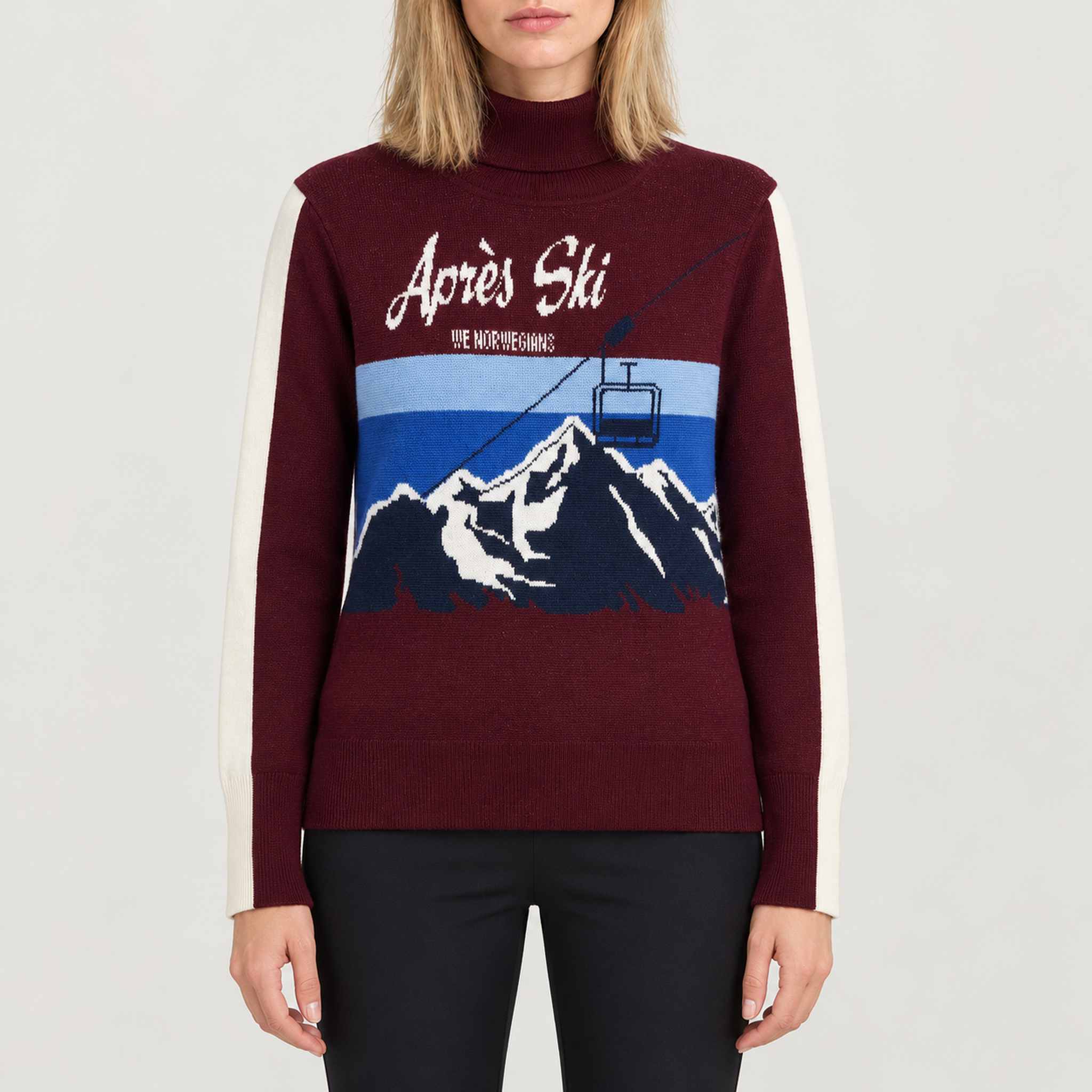 Afterski Sweater in Burgundy — 03 model front
