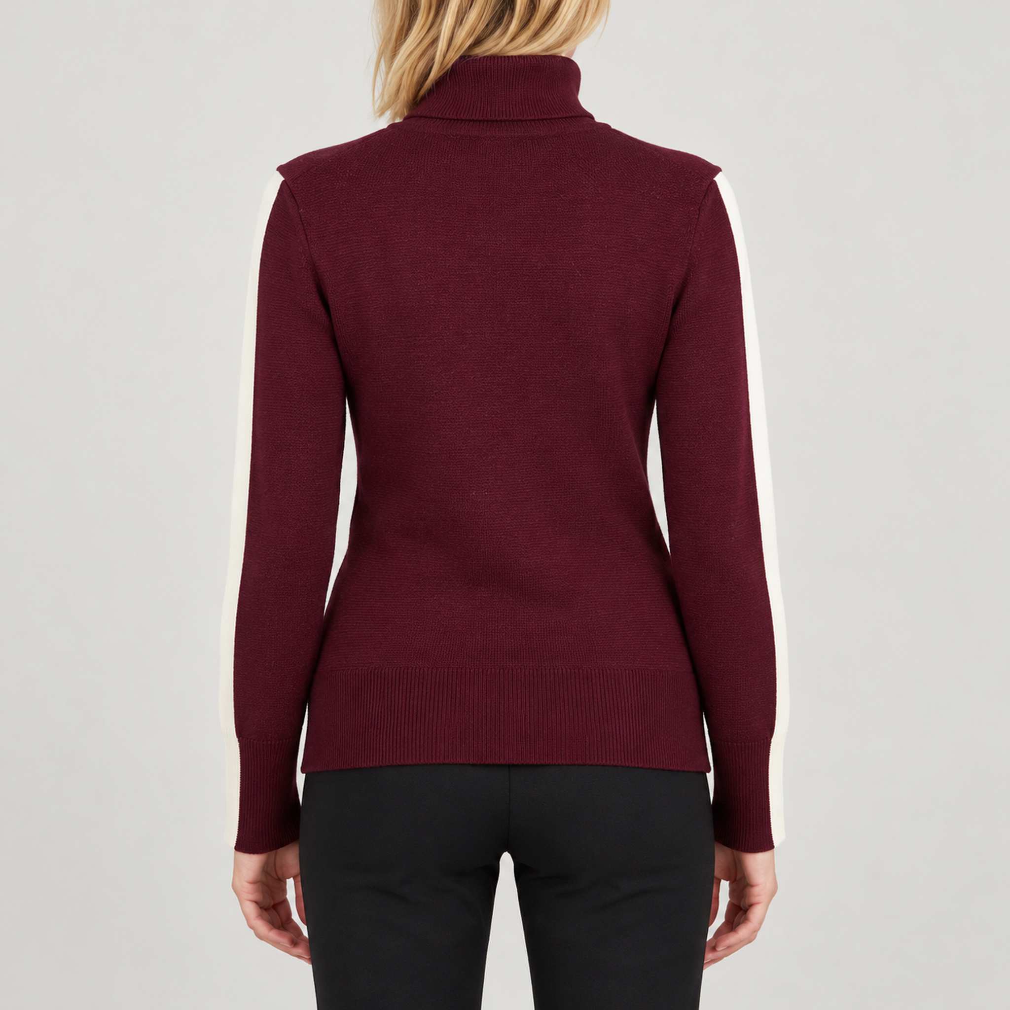 Afterski Sweater in Burgundy — 04 model back
