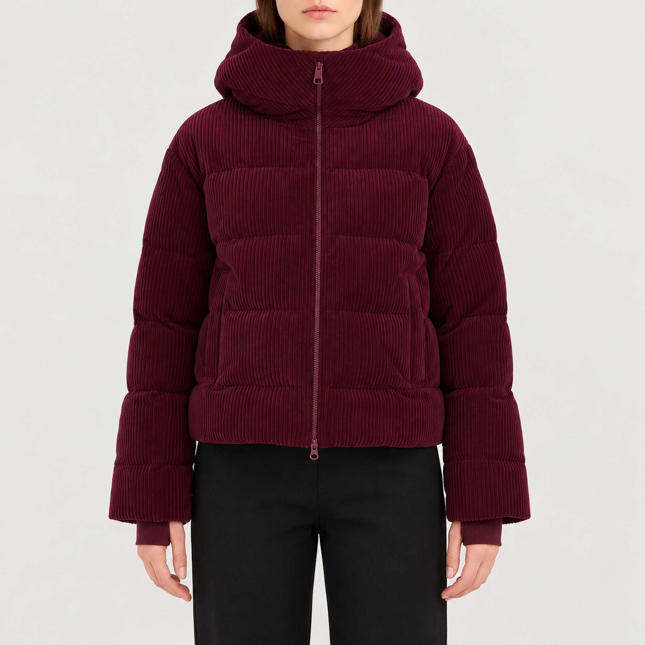 Britt Ski Jacket in Burgundy — 03 model front