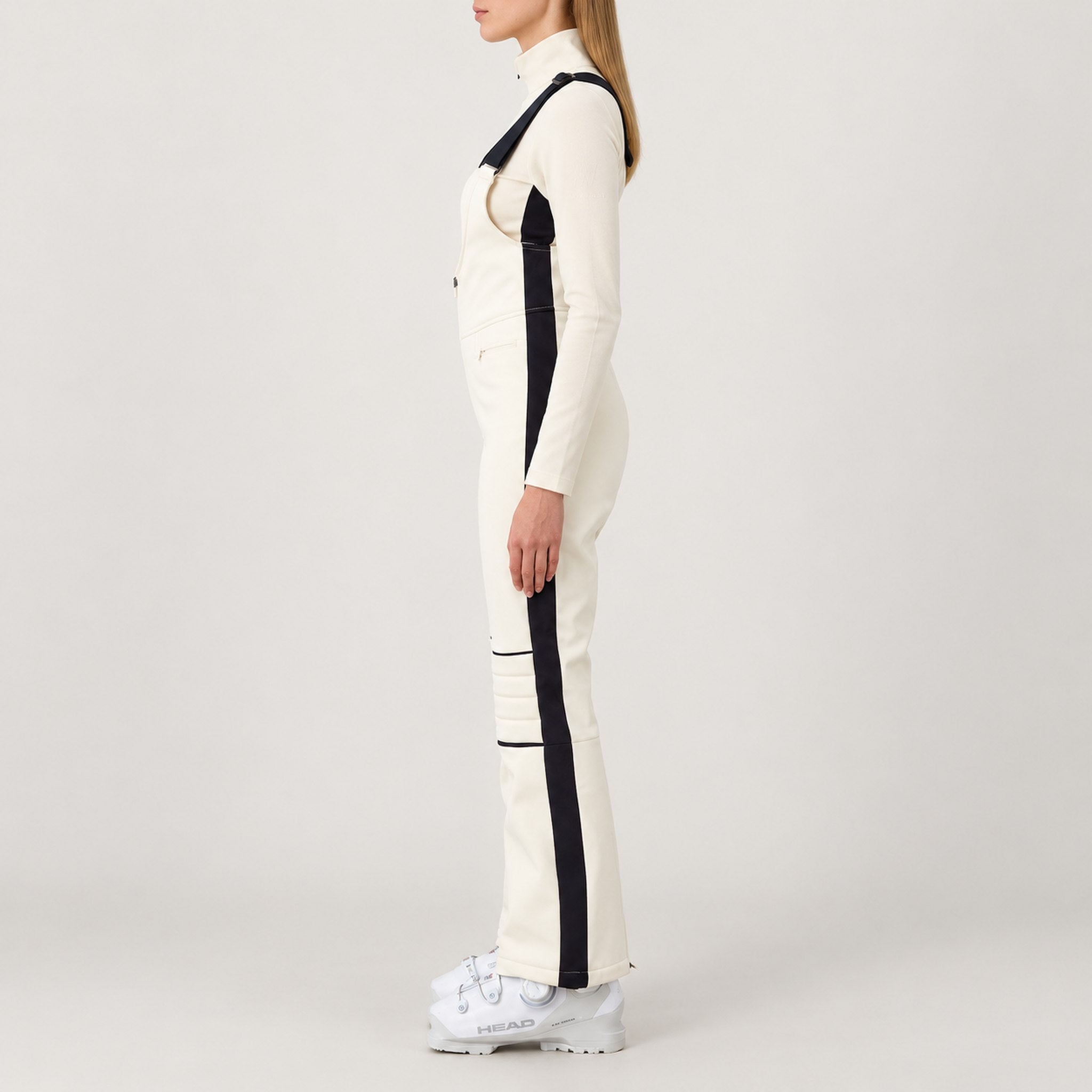 Solo Bib Pant in Off White — 05 model side