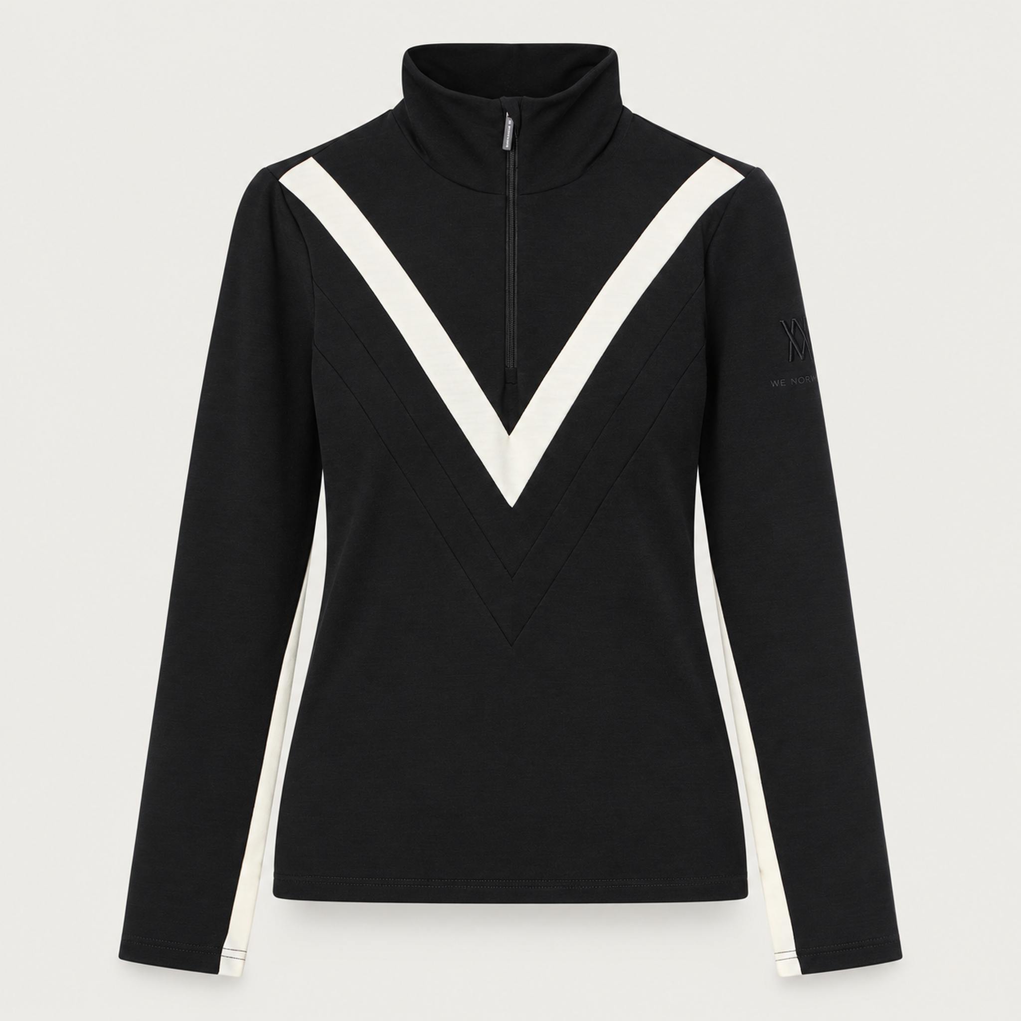 Voss Chevron Zipup Sweater in Black — 01 front
