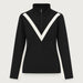 Voss Chevron Zipup Sweater in Black — 01 front