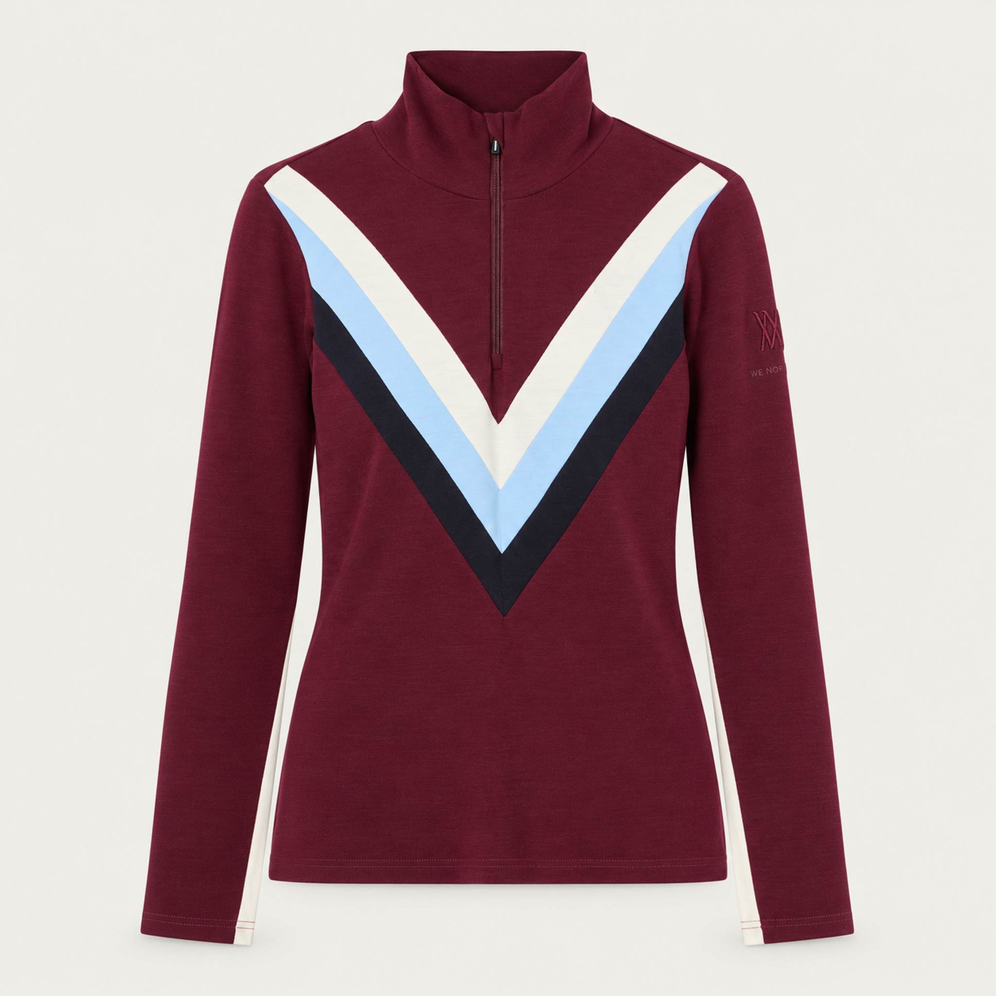 Voss Chevron Zipup Sweater in Burgundy — 01 front