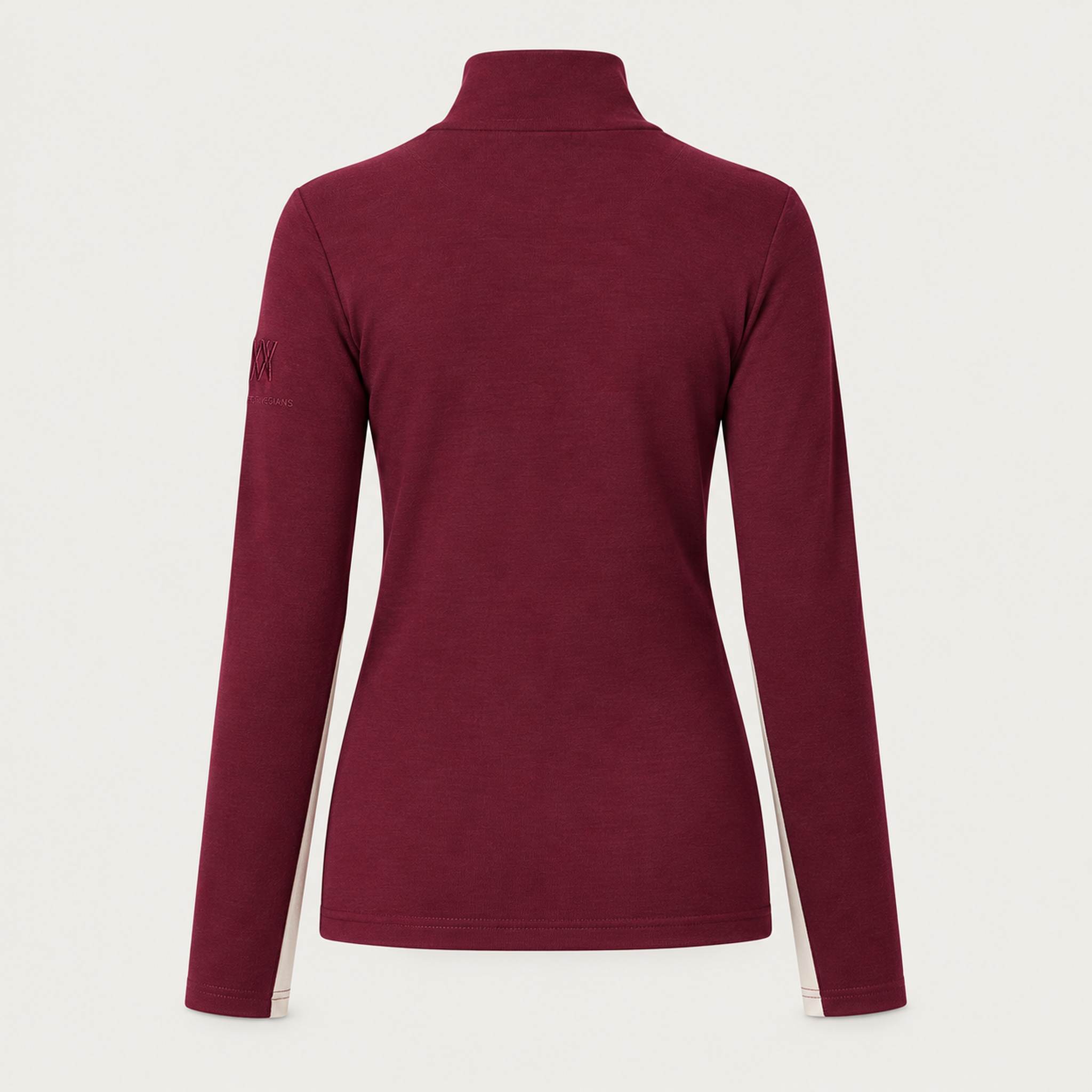 Voss Chevron Zipup Sweater in Burgundy — 02 back