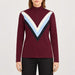 Voss Chevron Zipup Sweater in Burgundy — 03 model front