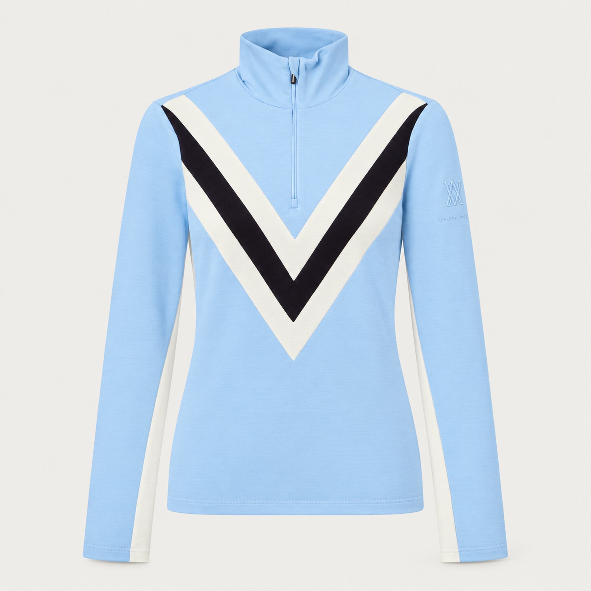 Voss Chevron Zipup Sweater in Light blue — 01 front
