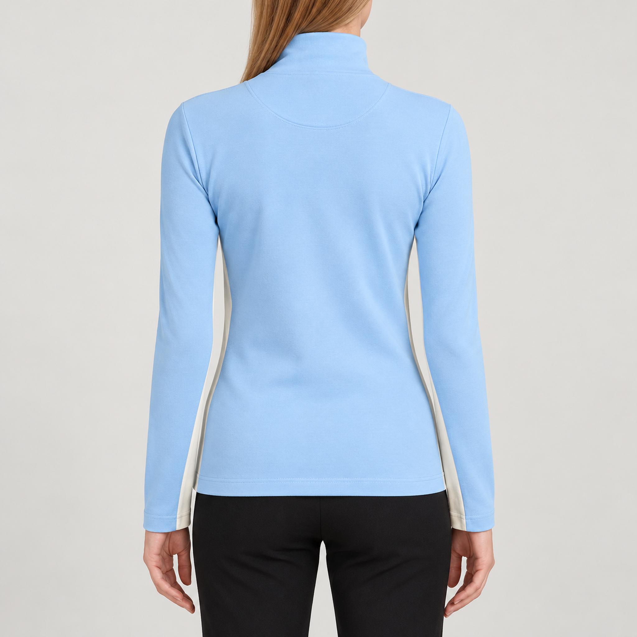 Voss Chevron Zipup Sweater in Light blue — 04 model back