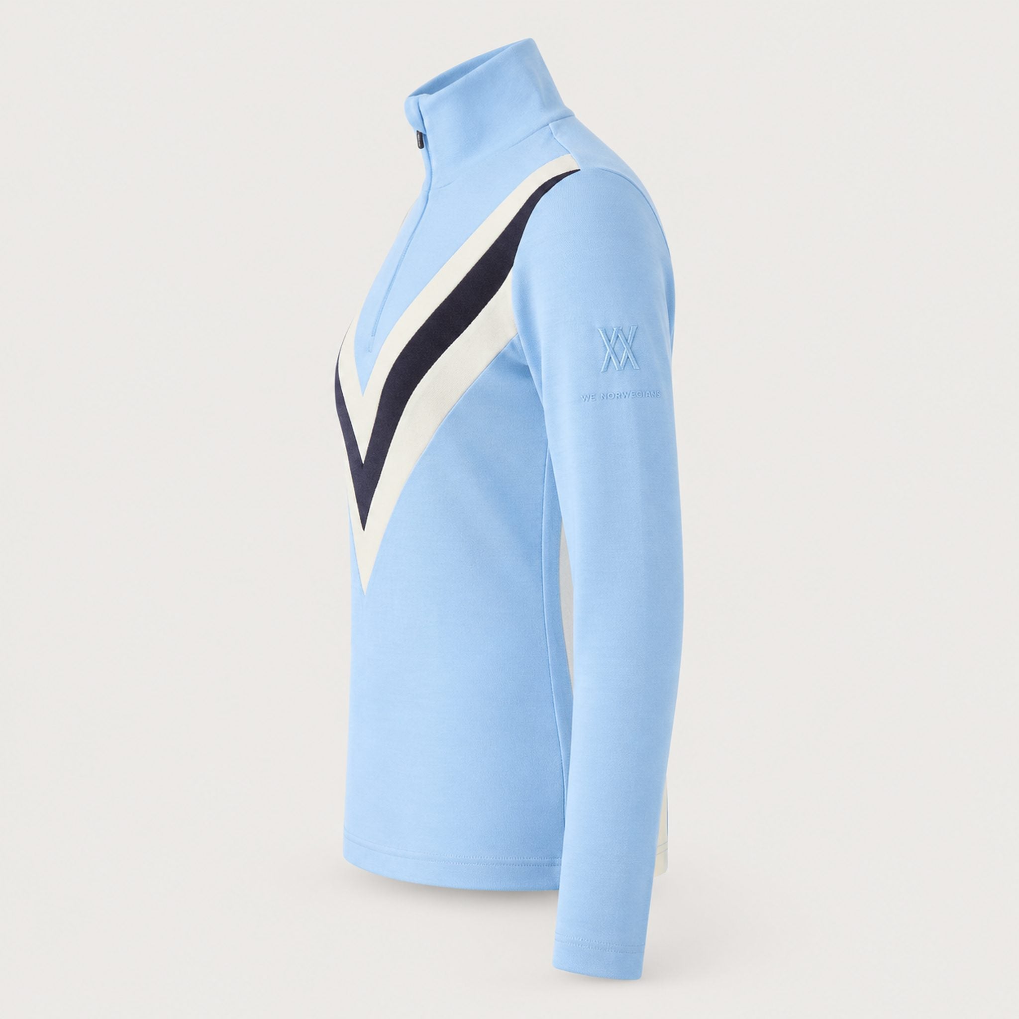 Voss Chevron Zipup Sweater in Light blue — 06 side