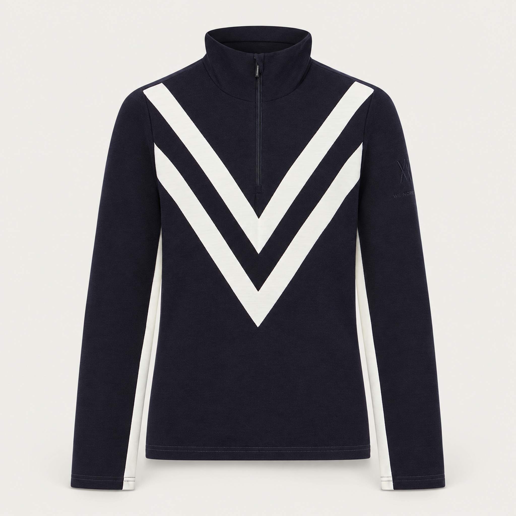 Voss Chevron Zipup Sweater in Navy blue — 01 front