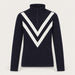Voss Chevron Zipup Sweater in Navy blue — 01 front