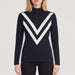 Voss Chevron Zipup Sweater in Navy blue — 03 model front