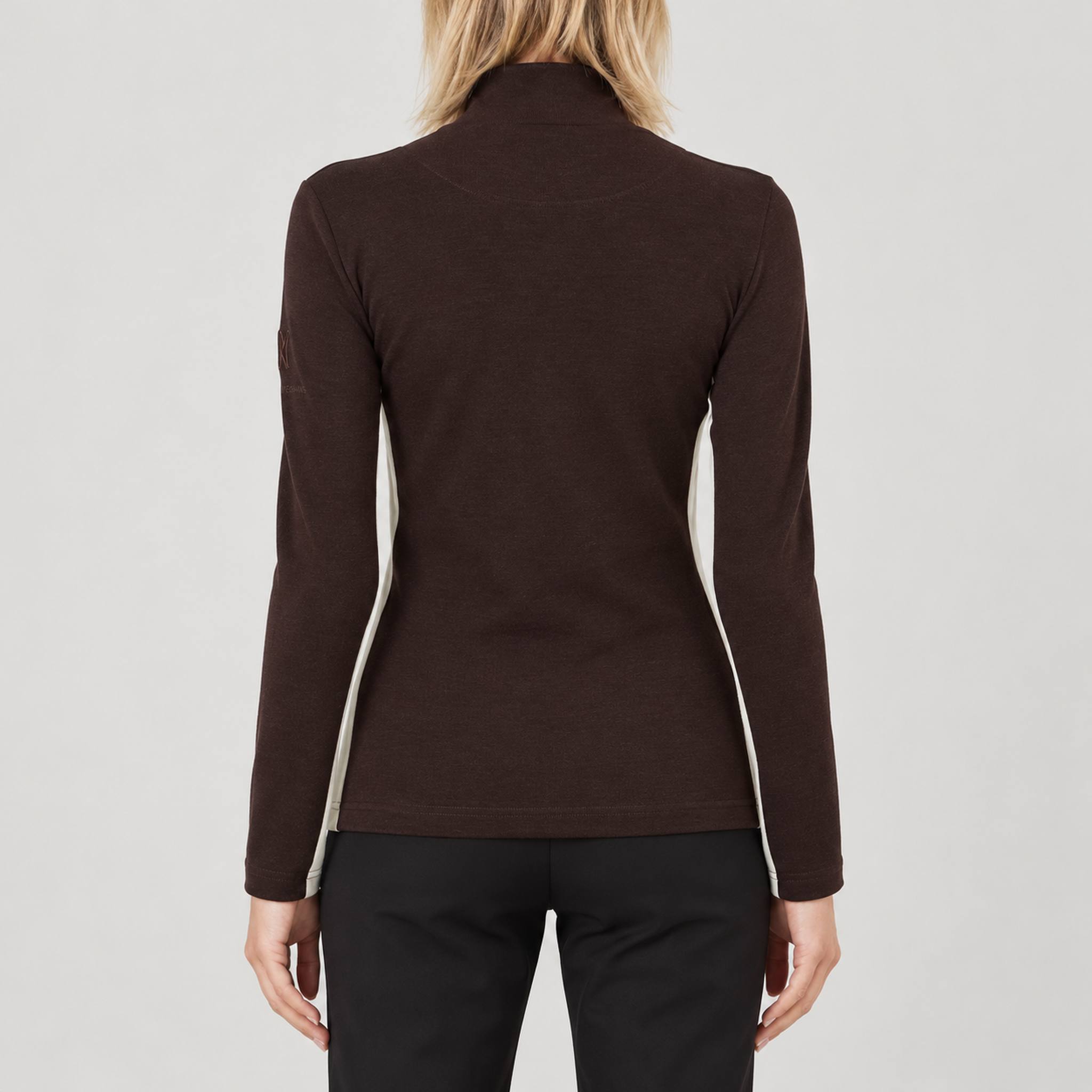 Voss Zipup Sweater in Brown — 04 model back