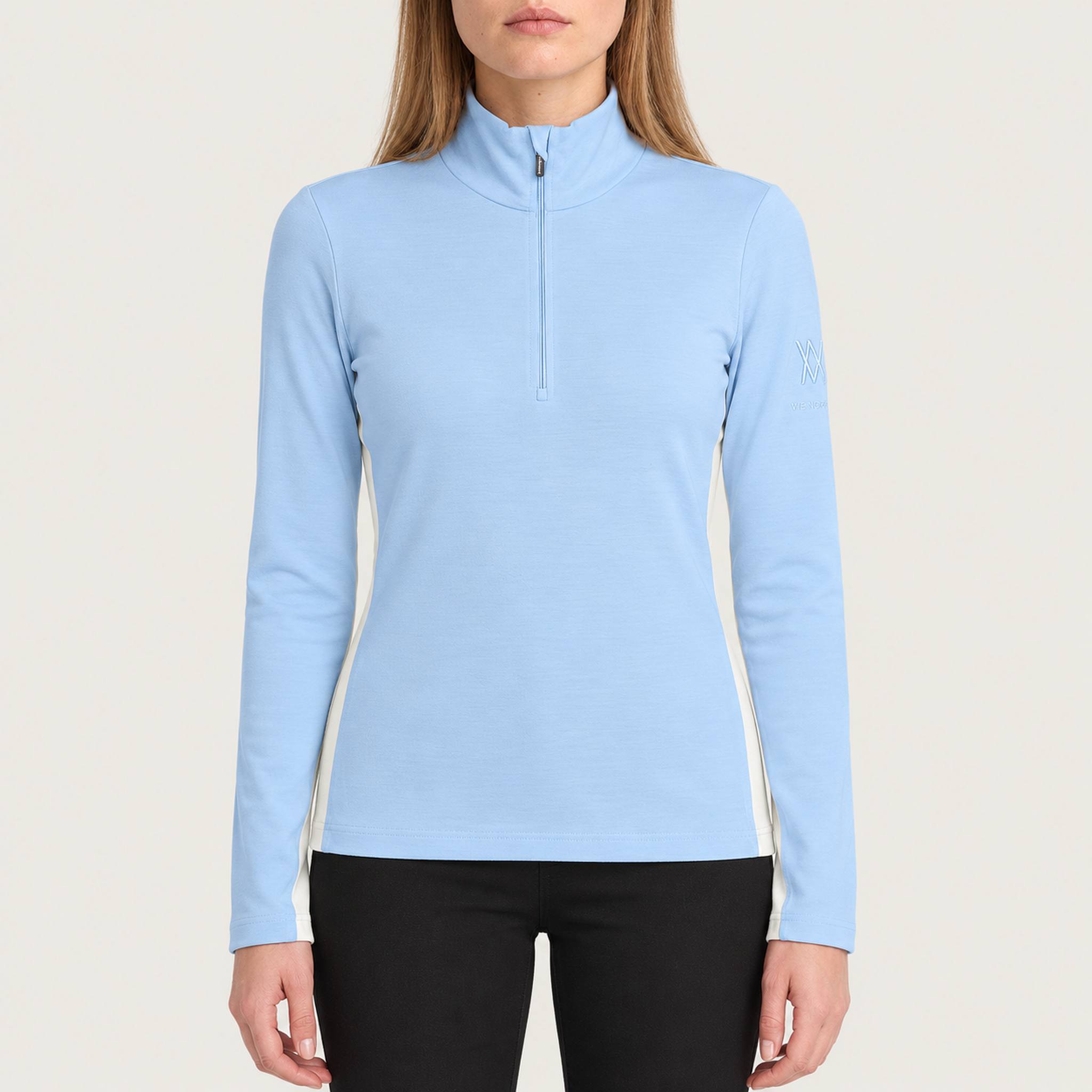 Voss Zipup Sweater in Light blue — 03 model front