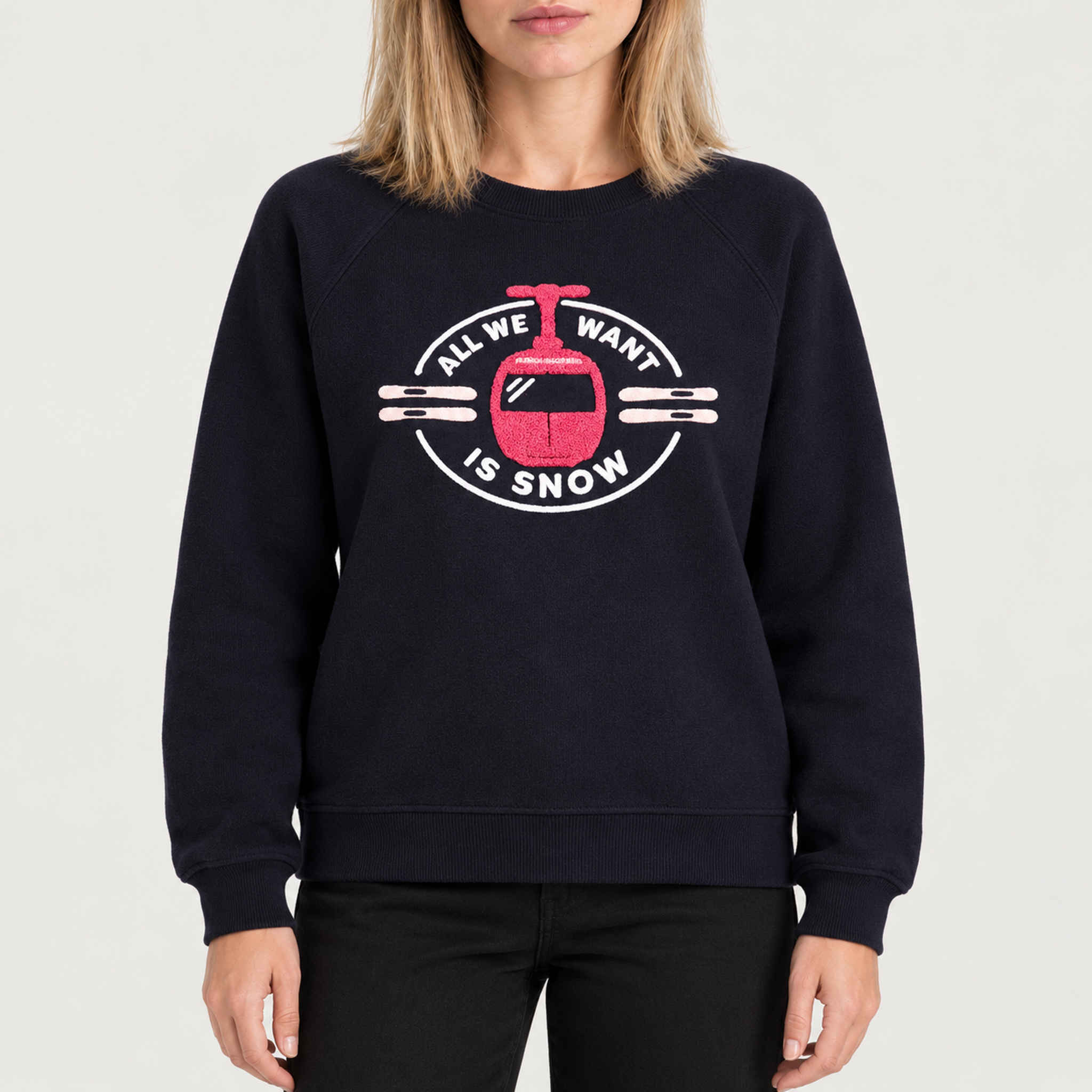 French Disorder women All We Want Sweater in Navy - model front | London Ski Co