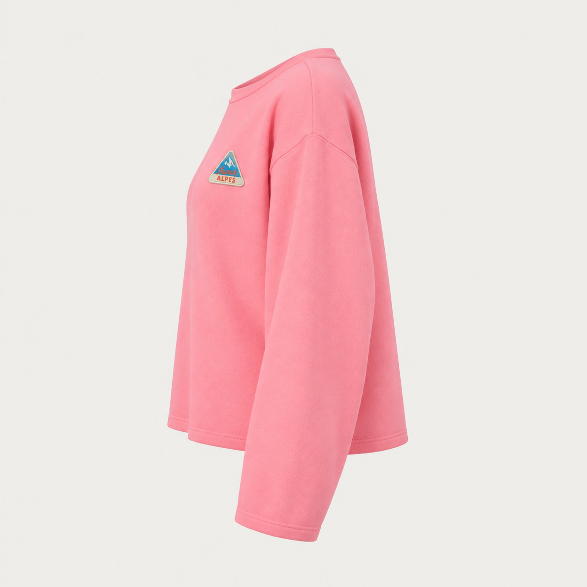 French Disorder women Alpes Patch Sweater in Bubblegum - product side | London Ski Co
