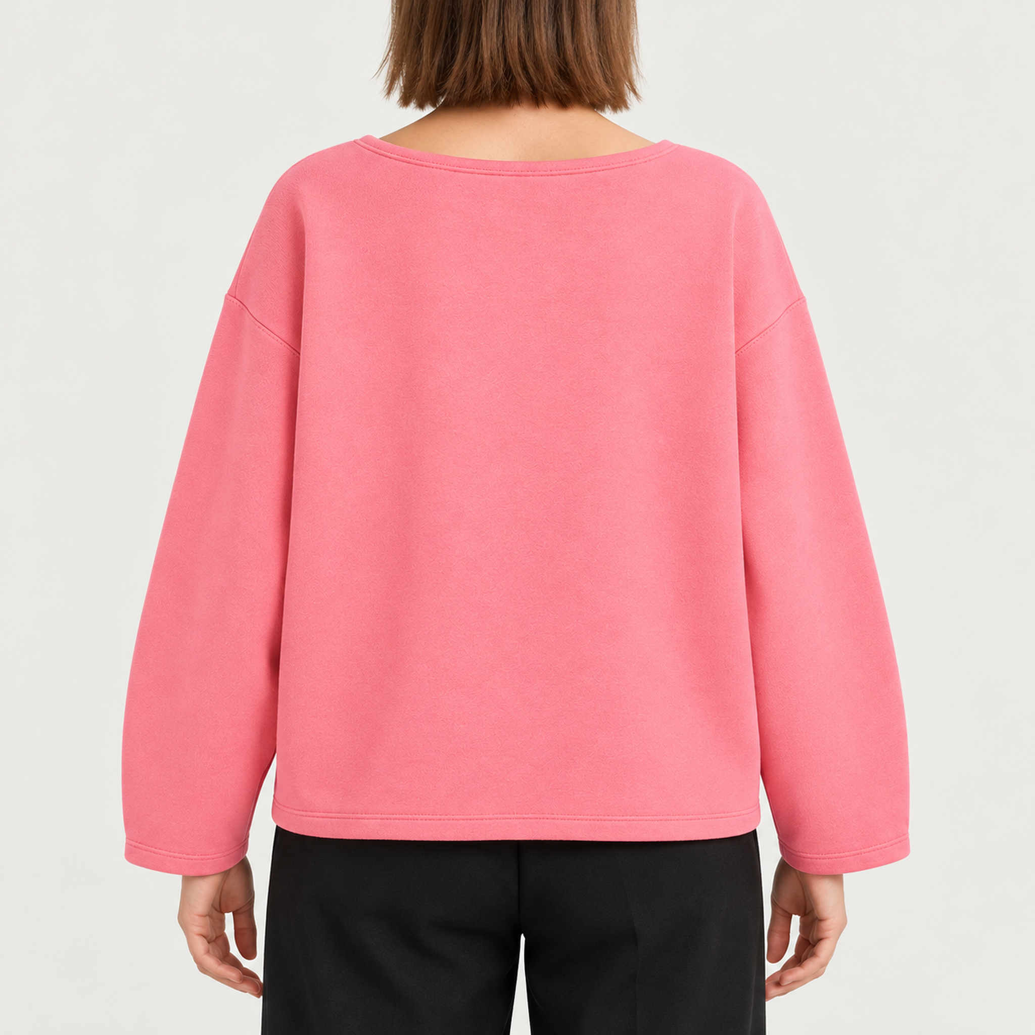 French Disorder women Alpes Patch Sweater in Bubblegum - model back | London Ski Co