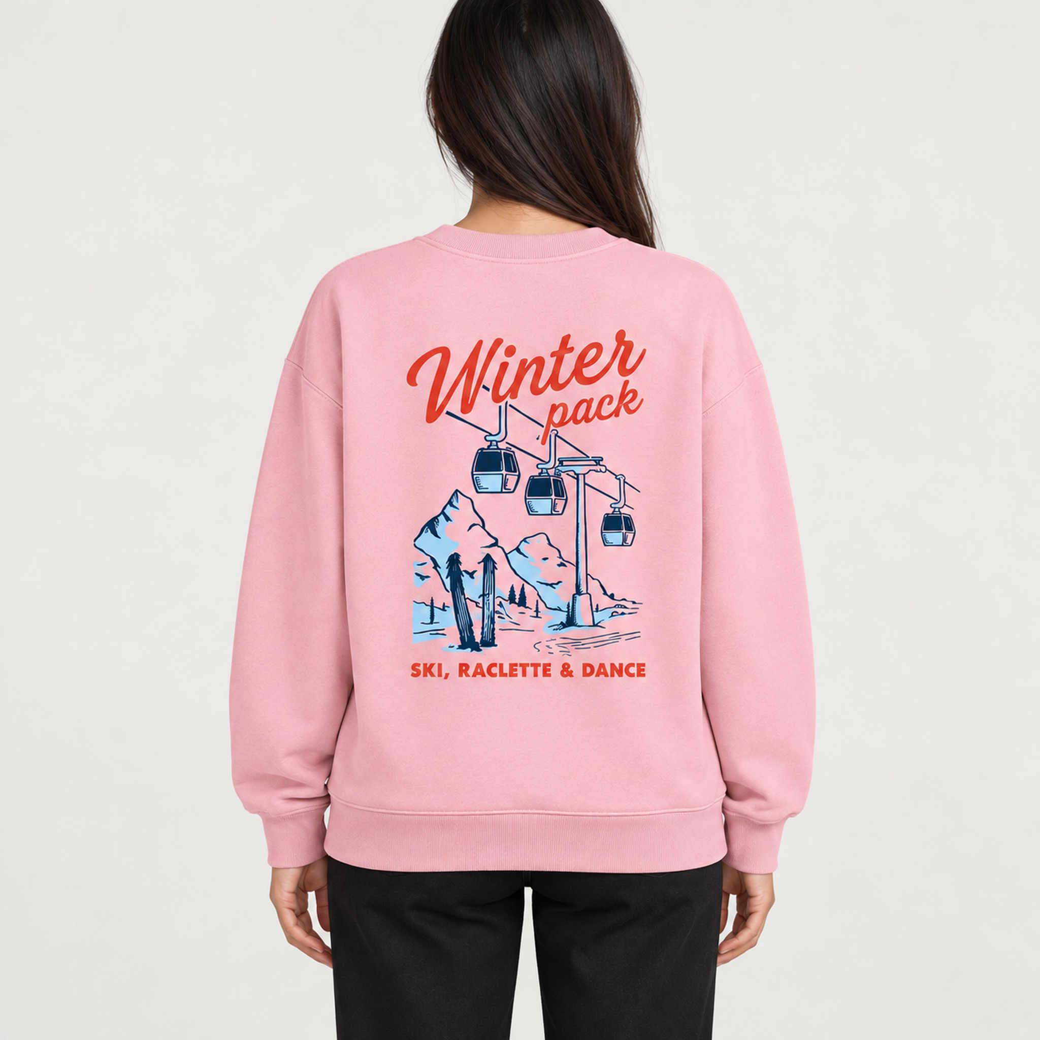 French Disorder women Winter Pack Sweater in Light Pink - model back | London Ski Co
