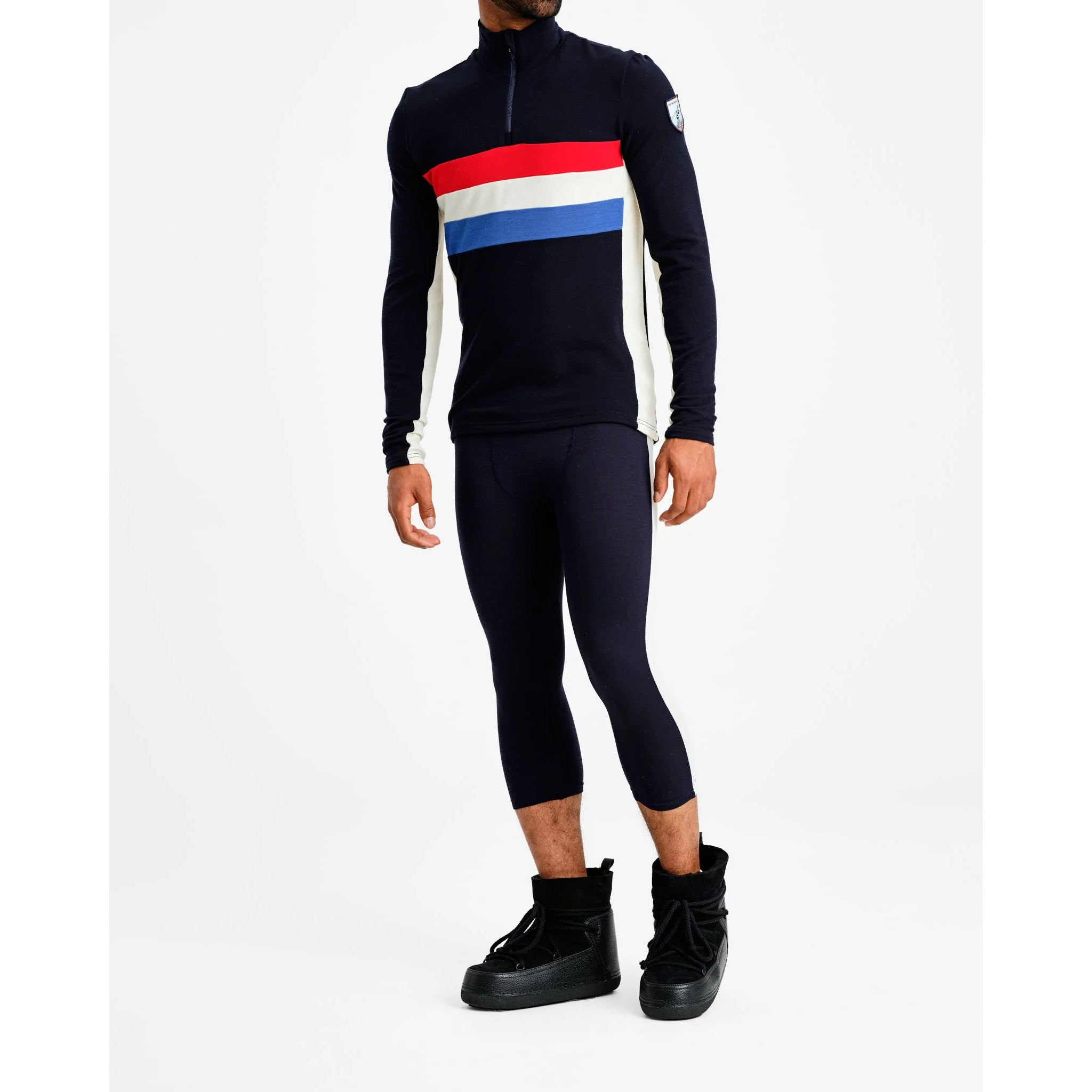 Ski Zipup Sweater in Navy Flag