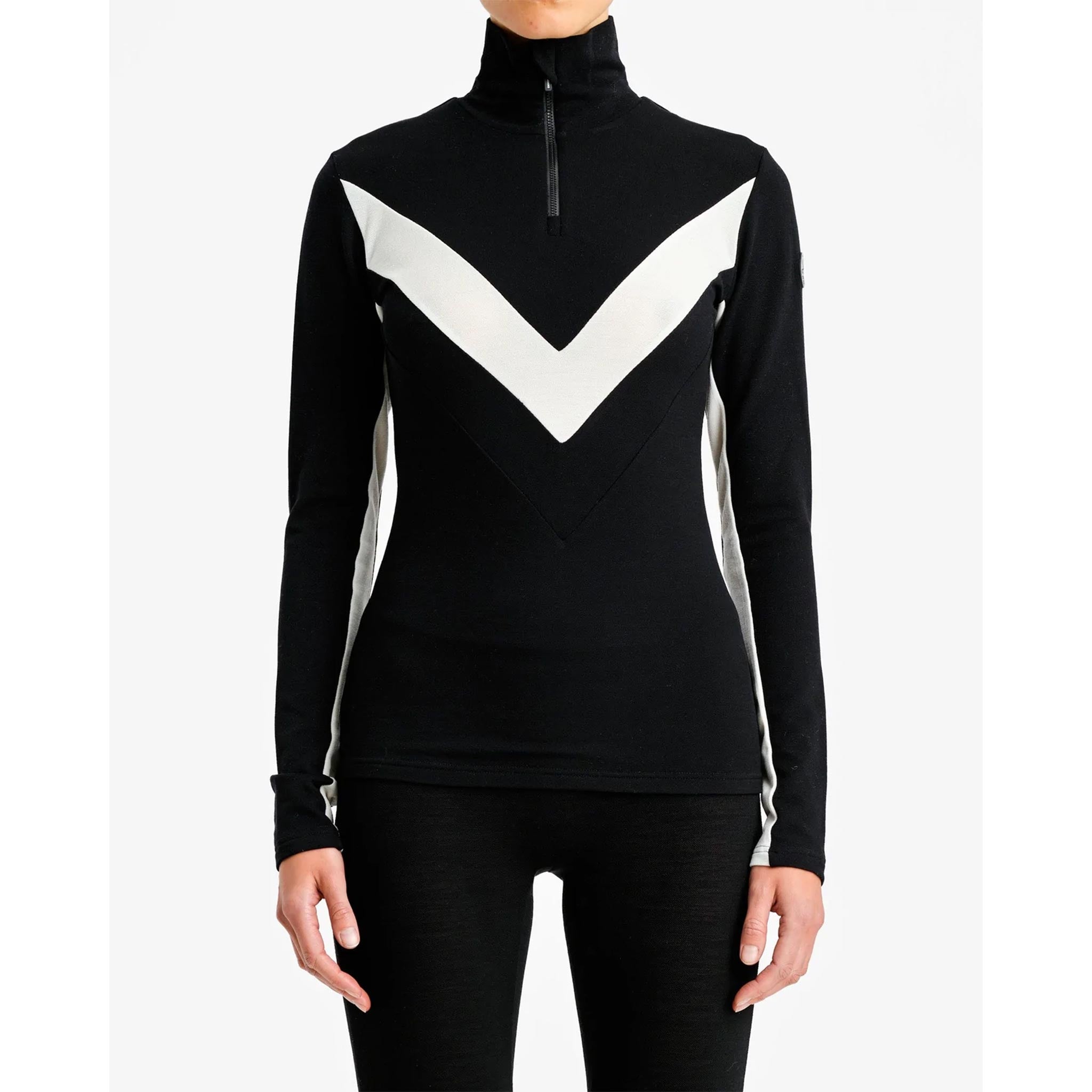 Voss Chevron Zip Up Sweater in Black