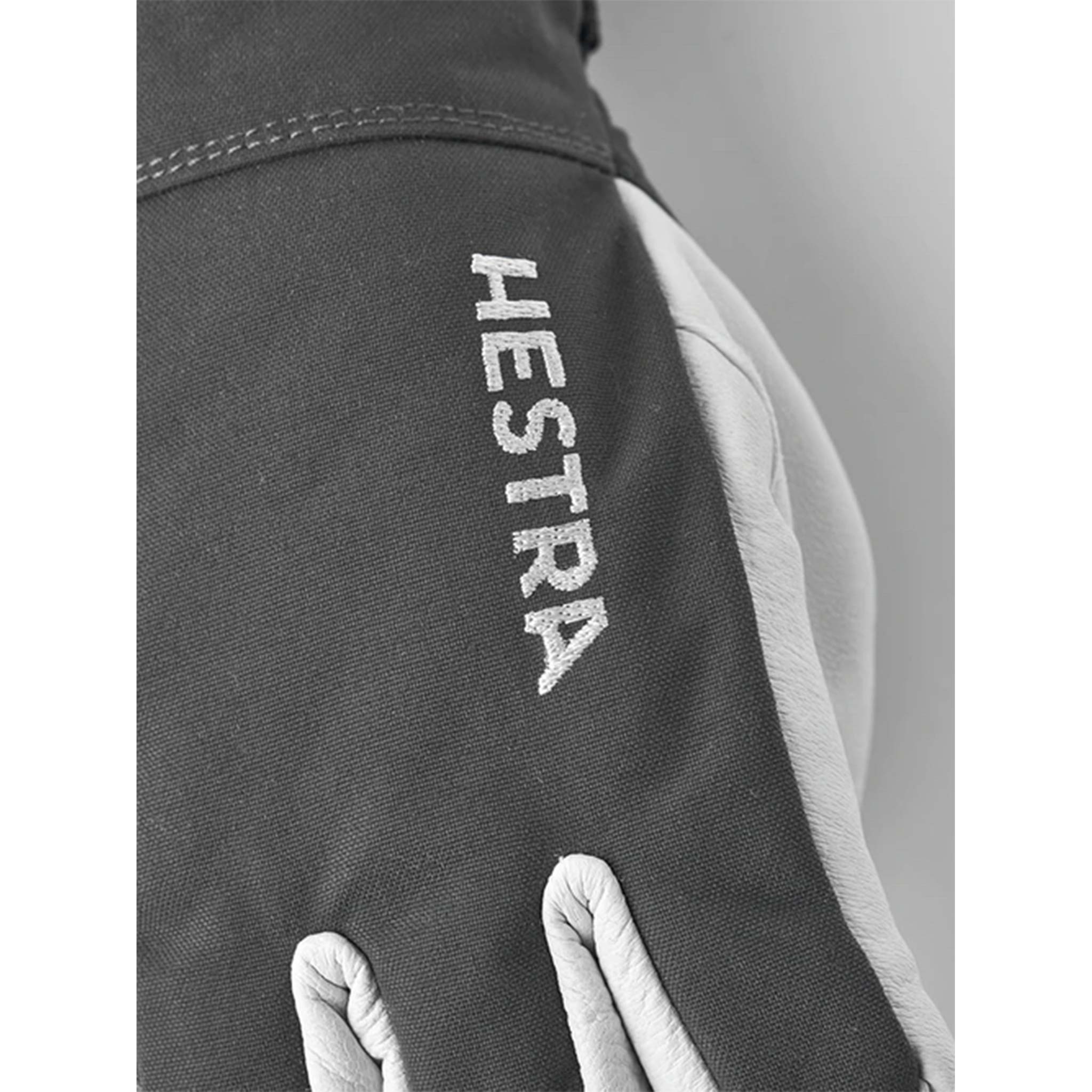 Army Leather Heli Ski Gloves in Grey