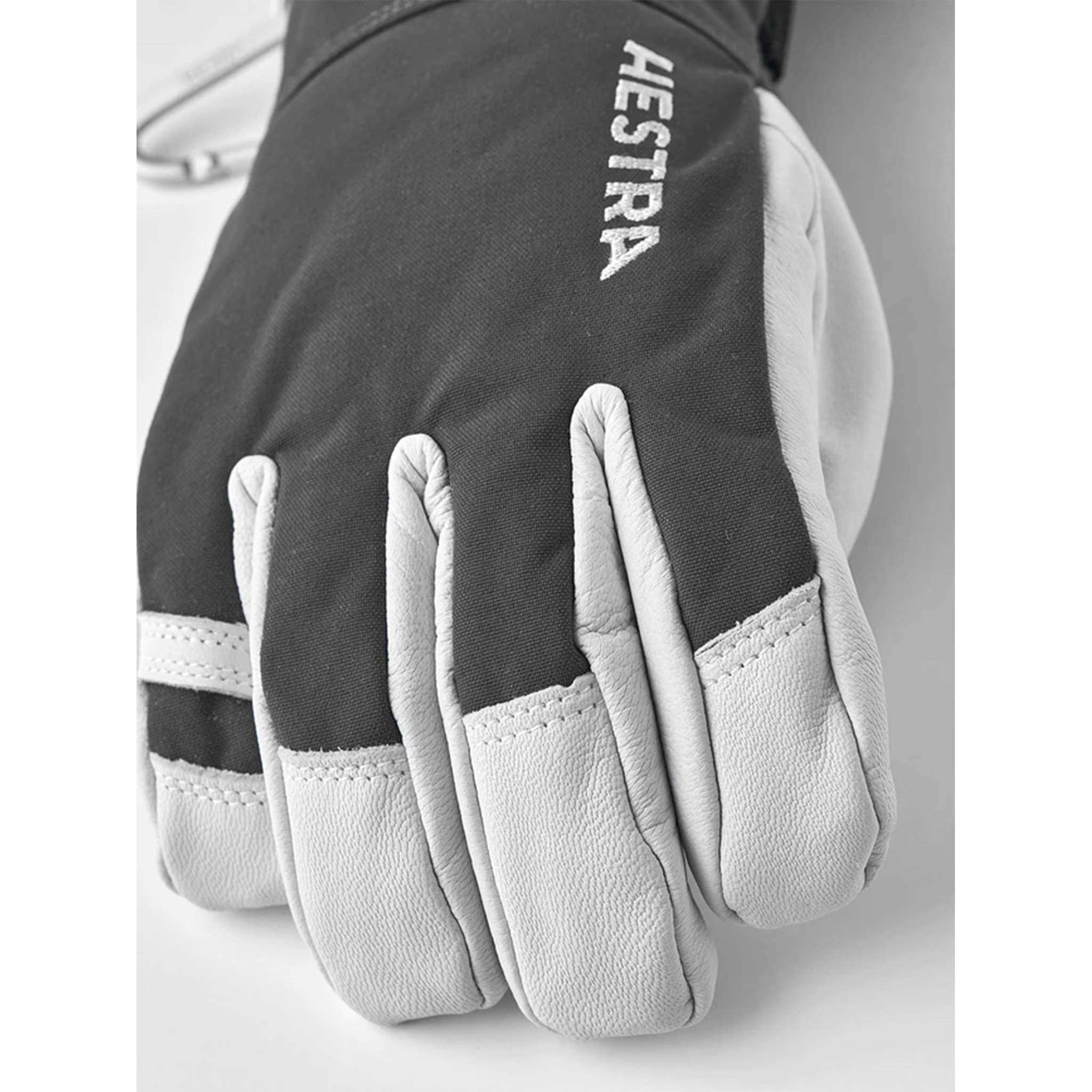 Army Leather Heli Ski Gloves in Grey